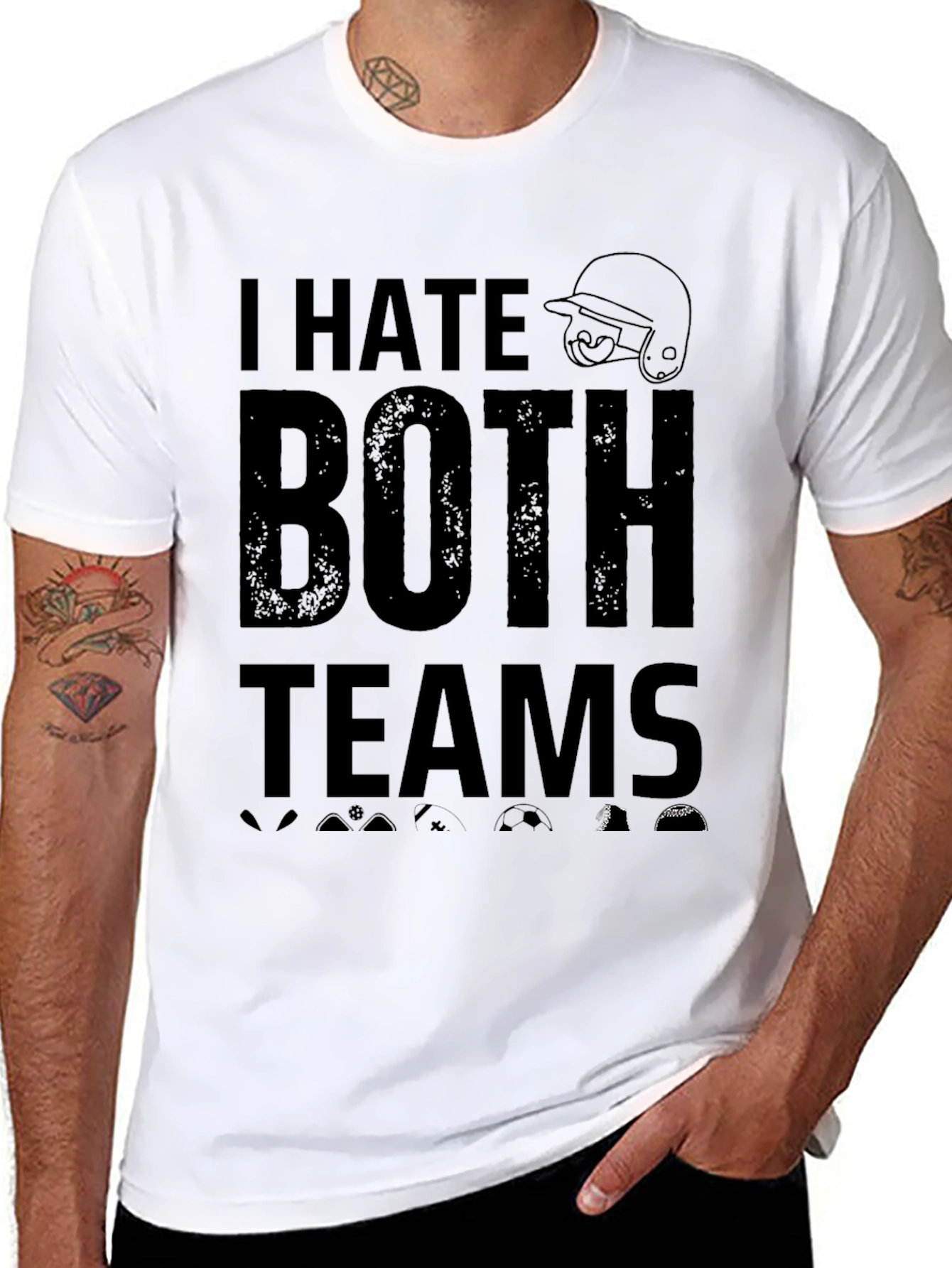I Hate Both Teams Black Graphic T-Shirt