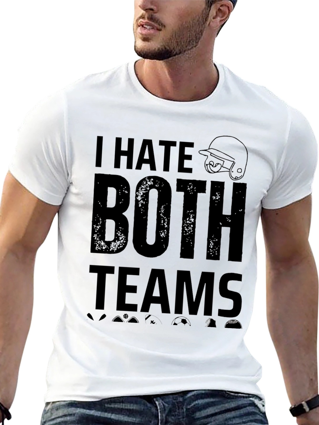 I Hate Both Teams Black Graphic T-Shirt