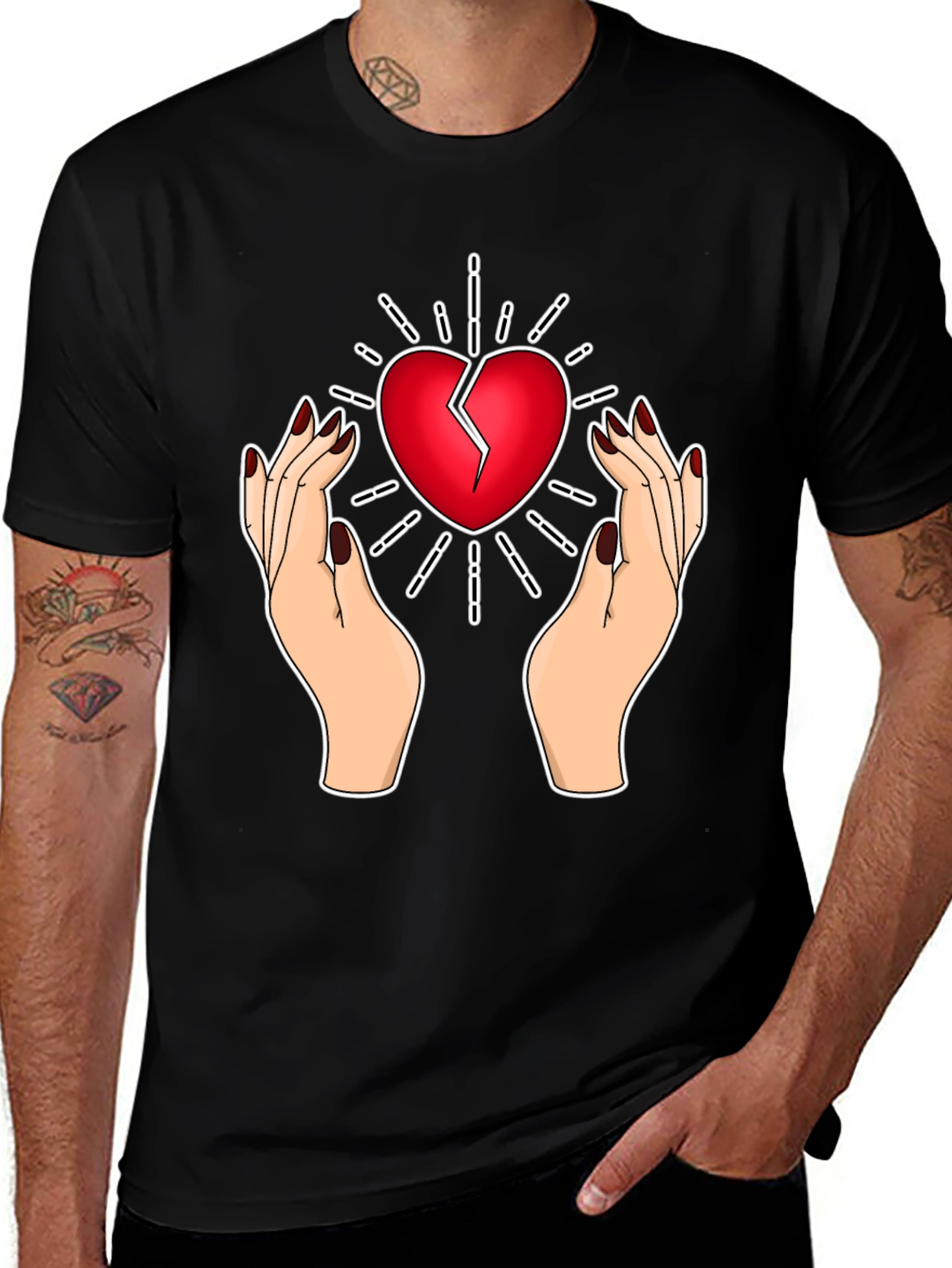 Broken Heart Hands T-Shirt - Unique Graphic Tee