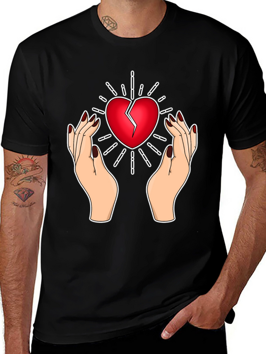Broken Heart Hands T-Shirt - Unique Graphic Tee
