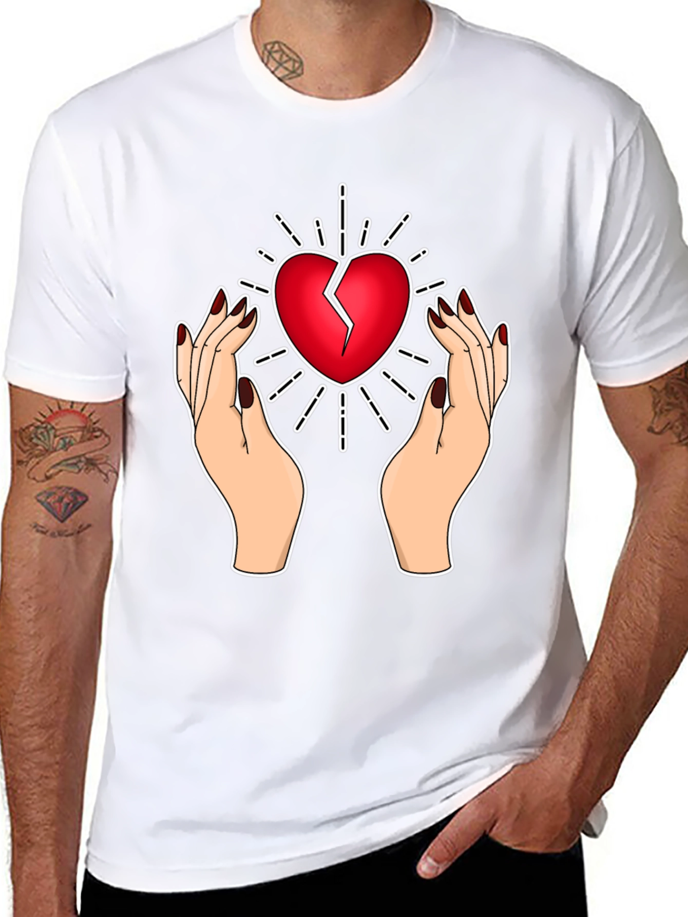 Broken Heart Hands T-Shirt - Unique Graphic Tee
