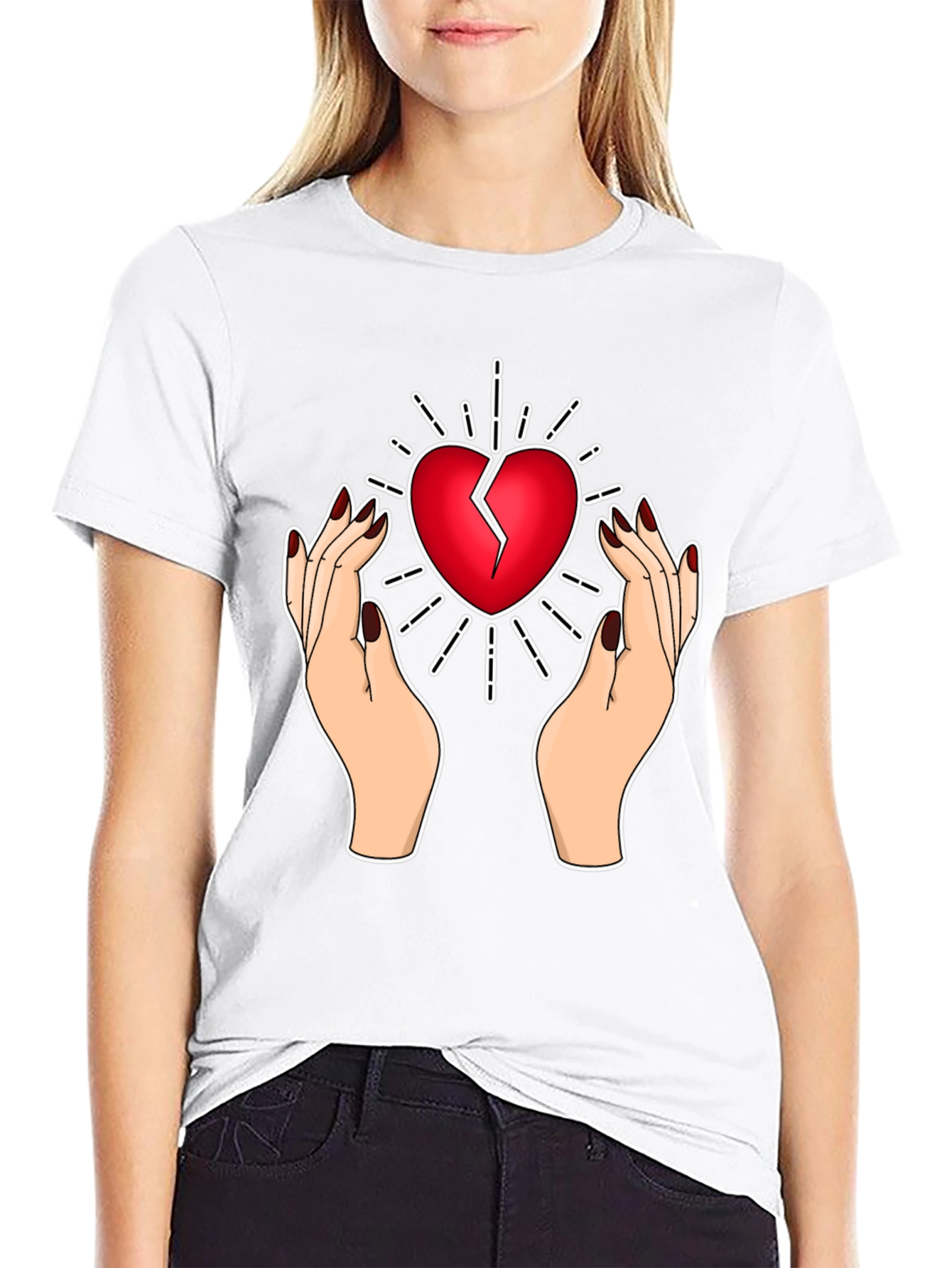 Broken Heart Hands T-Shirt - Unique Graphic Tee