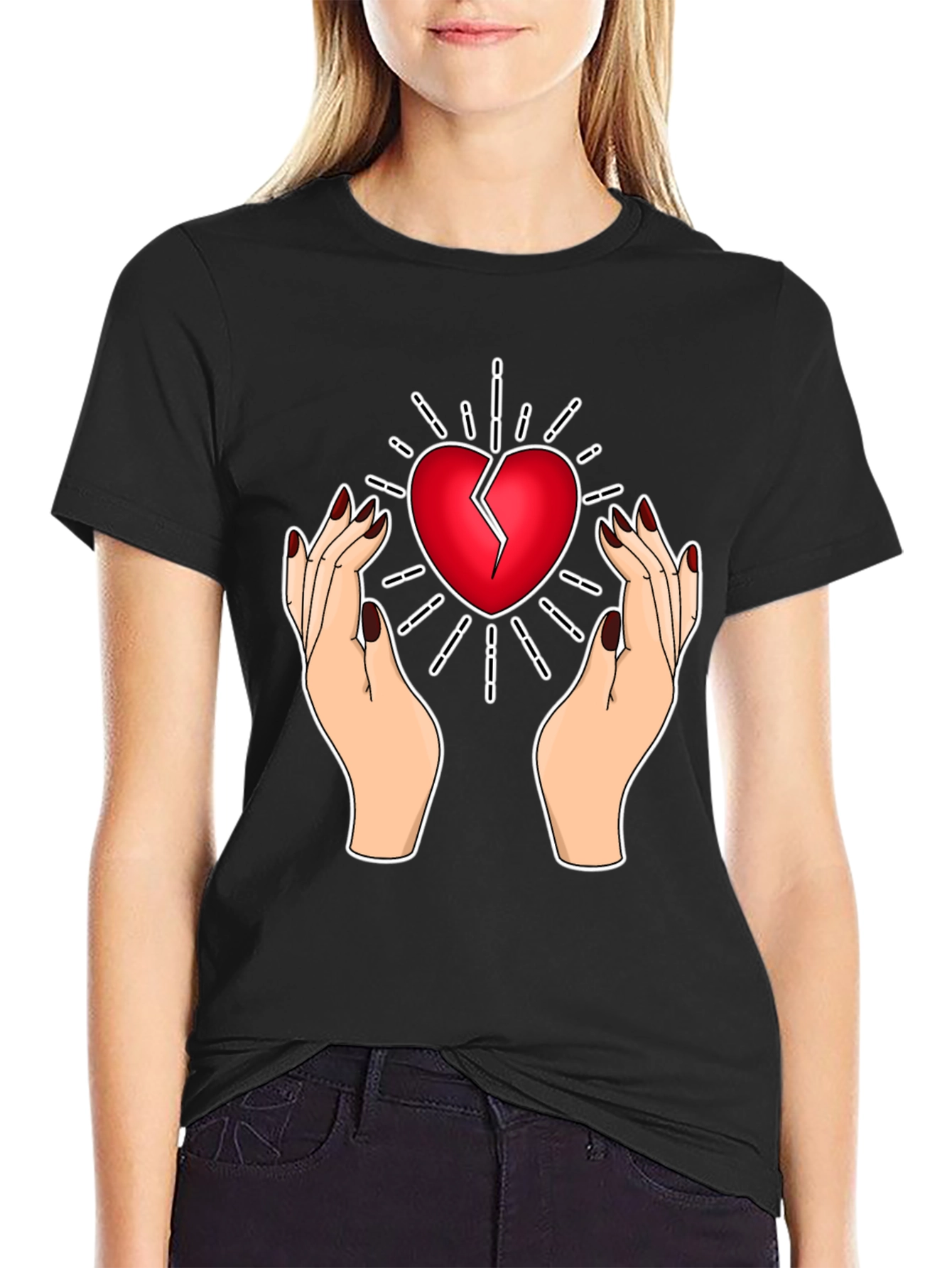 Broken Heart Hands T-Shirt - Unique Graphic Tee
