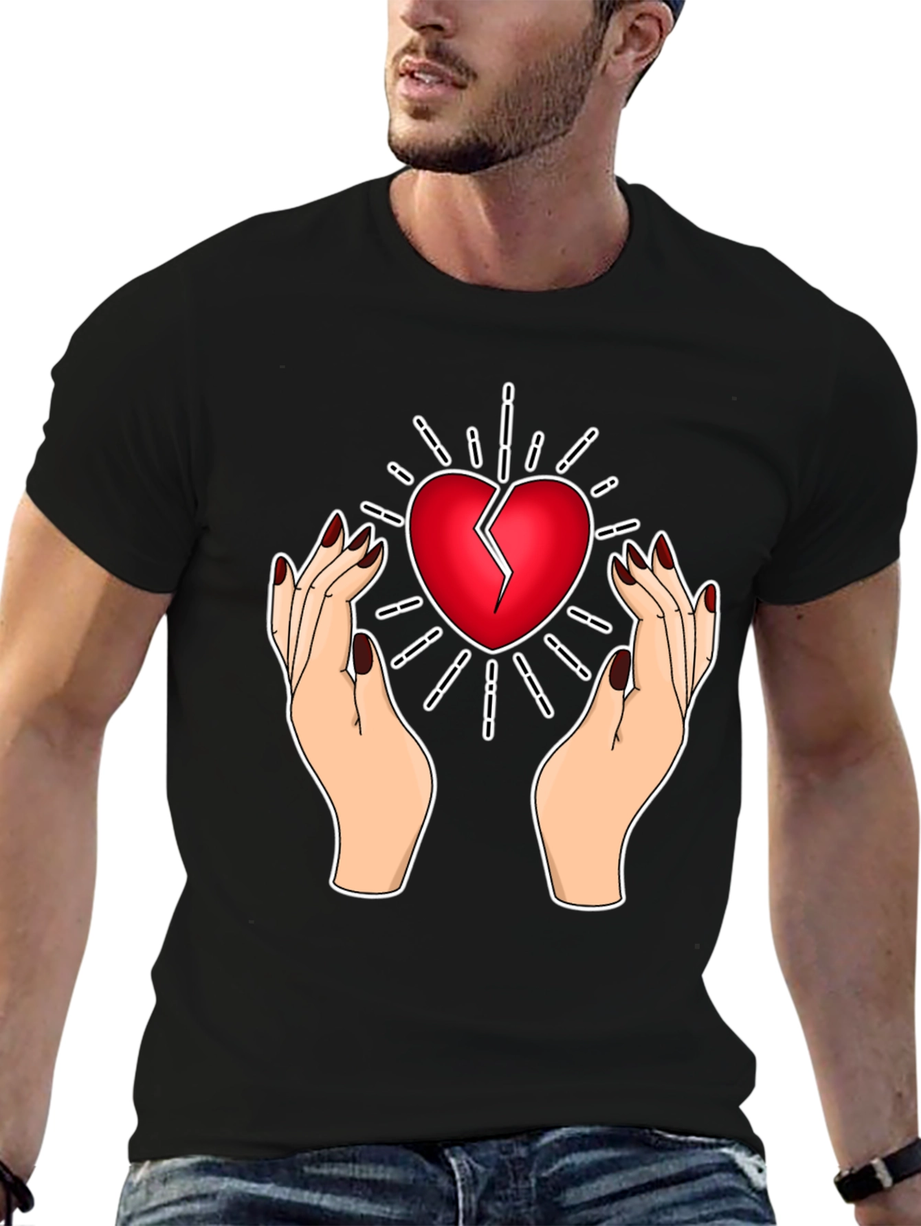 Broken Heart Hands T-Shirt - Unique Graphic Tee