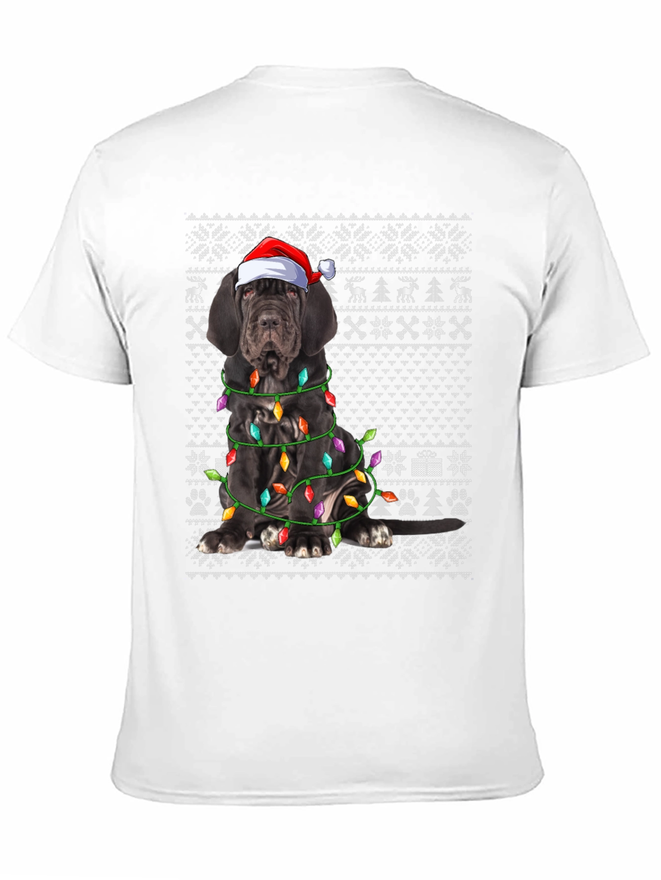 Dog Breed Christmas Lights Santa Hat T-Shirt