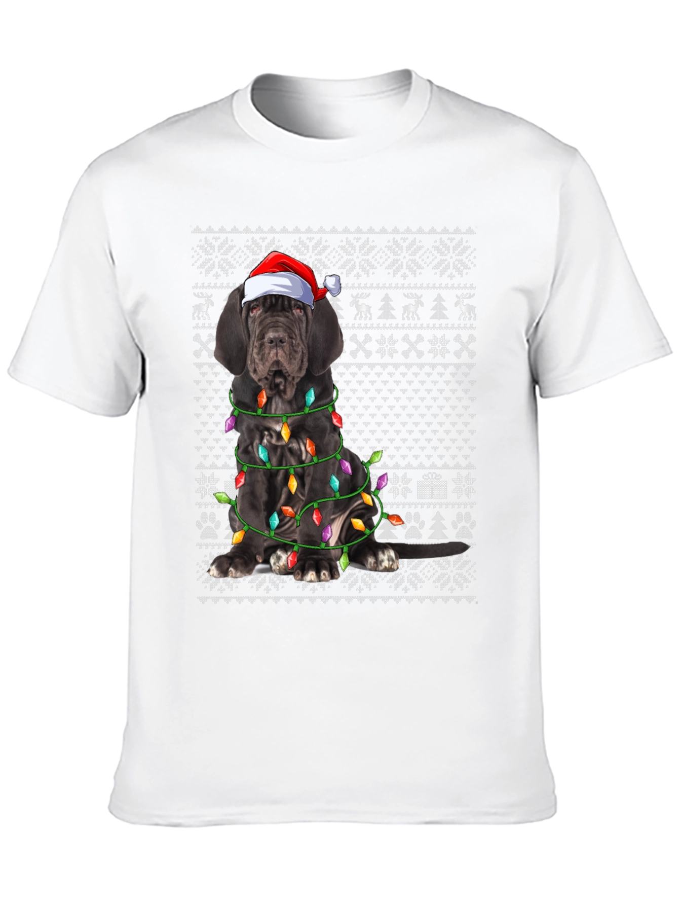 Dog Breed Christmas Lights Santa Hat T-Shirt