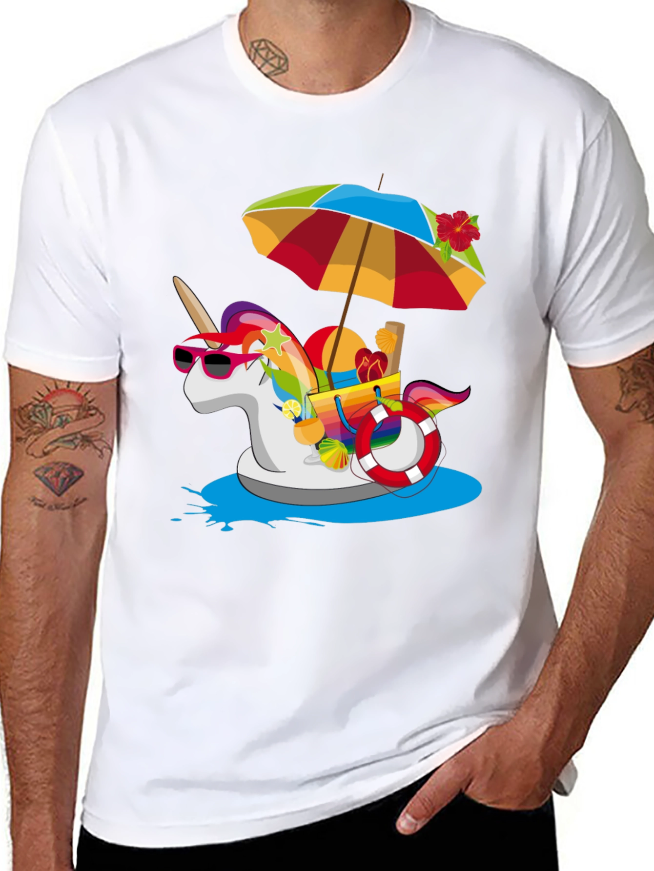Summer Unicorn Pool Party Graphic Tee