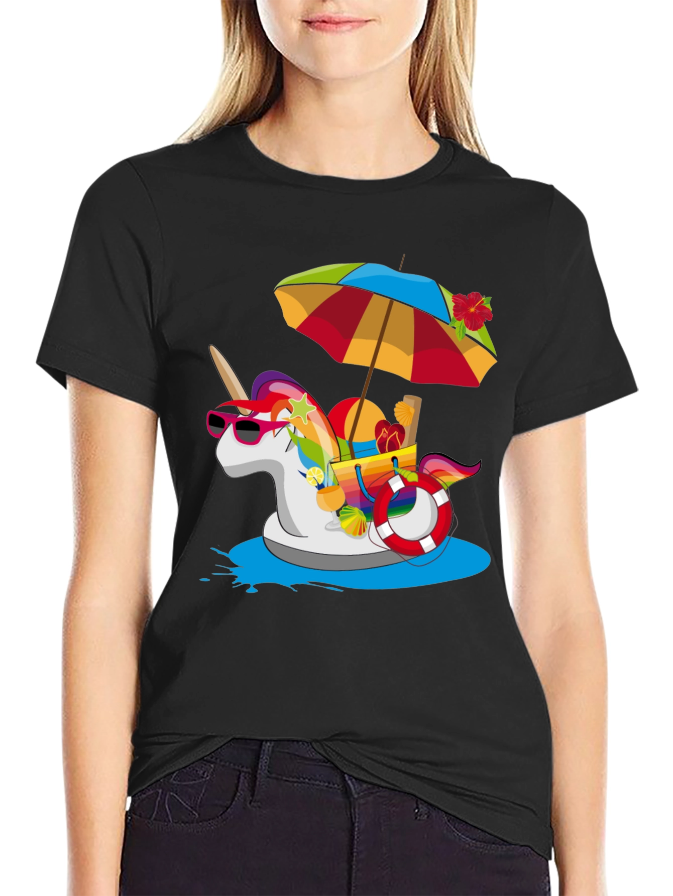 Summer Unicorn Pool Party Graphic Tee