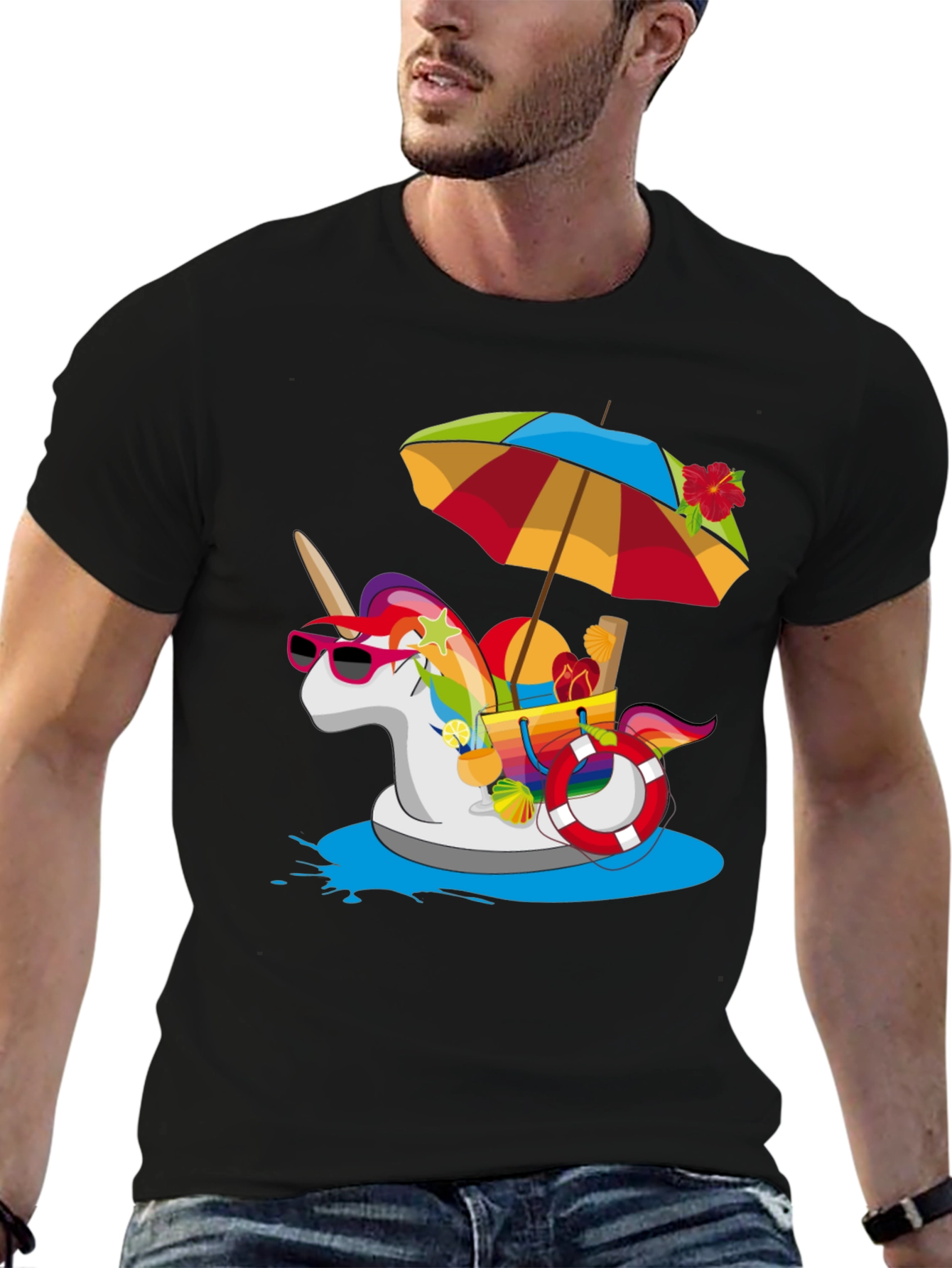 Summer Unicorn Pool Party Graphic Tee