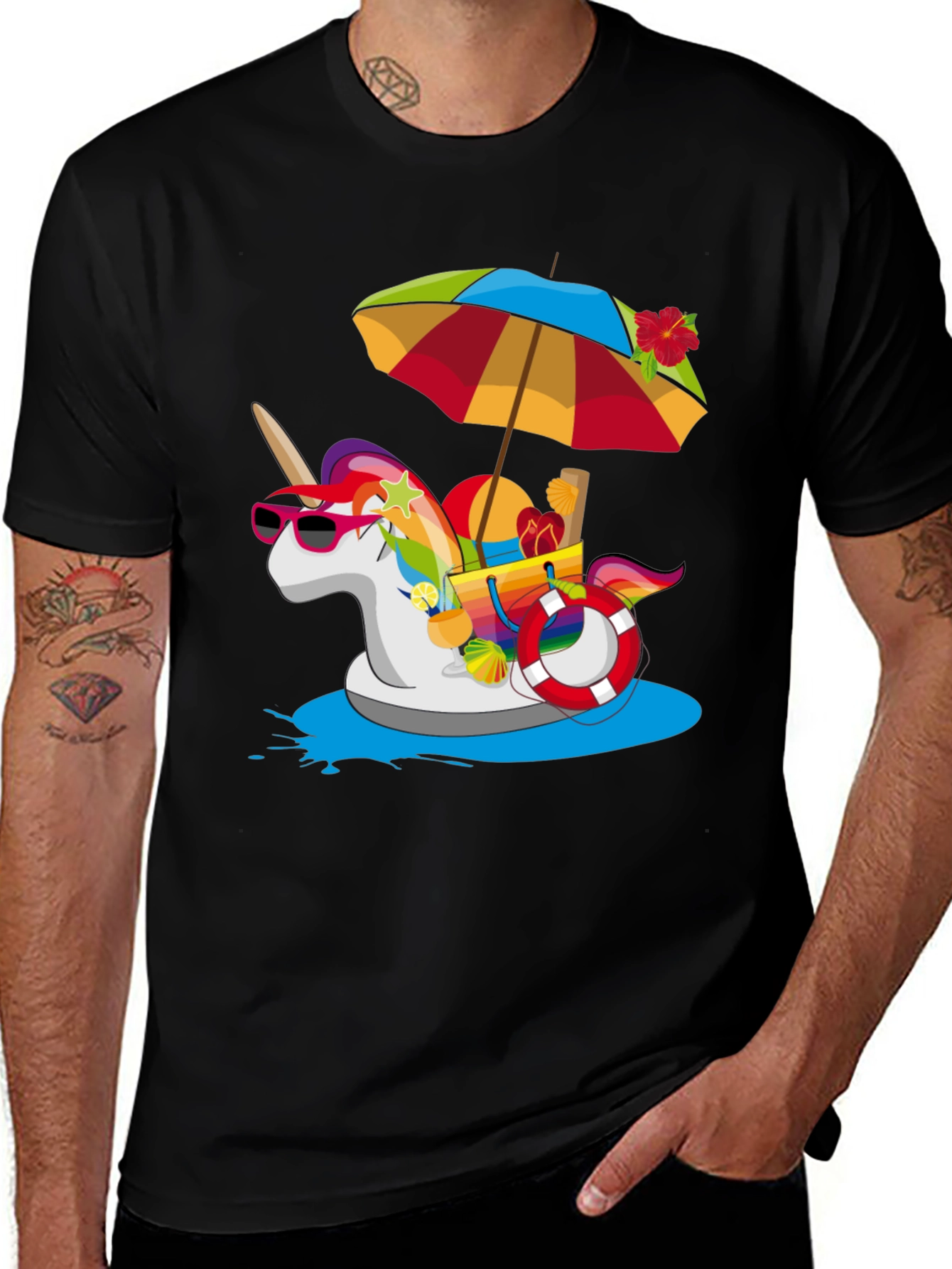 Summer Unicorn Pool Party Graphic Tee
