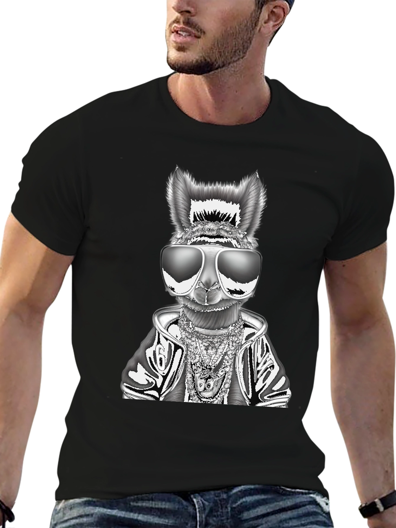 Cool Llama Graphic Tee - Black