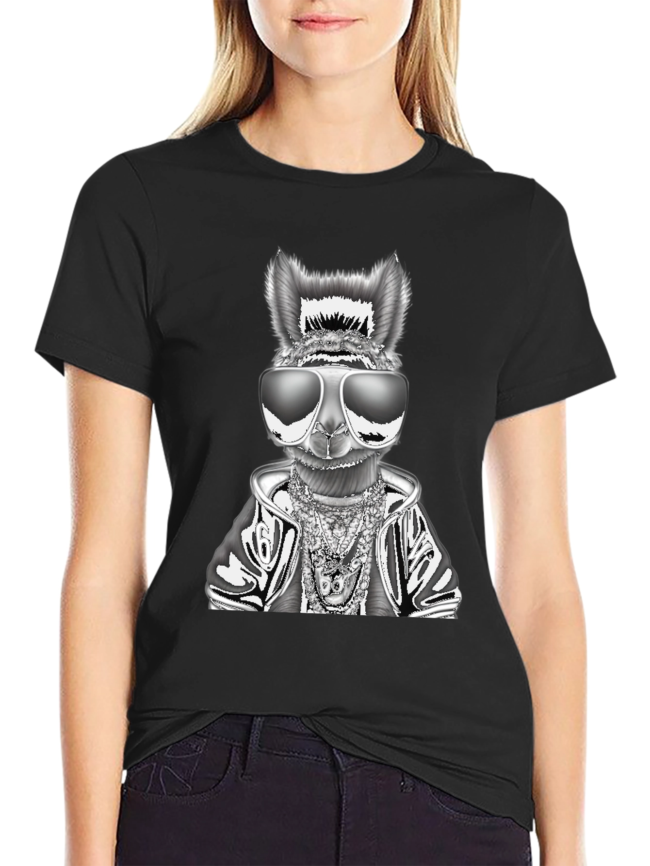 Cool Llama Graphic Tee - Black
