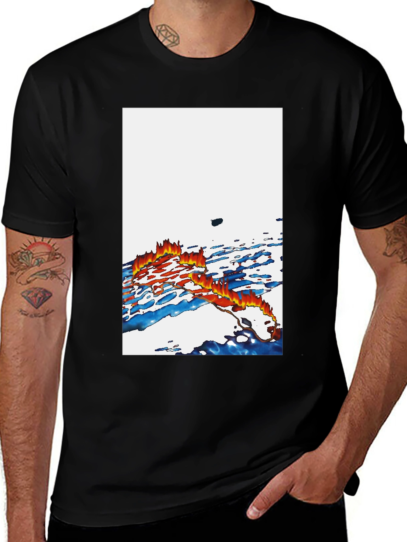 Fiery Flow Graphic Tee - Soft Cotton Comfort