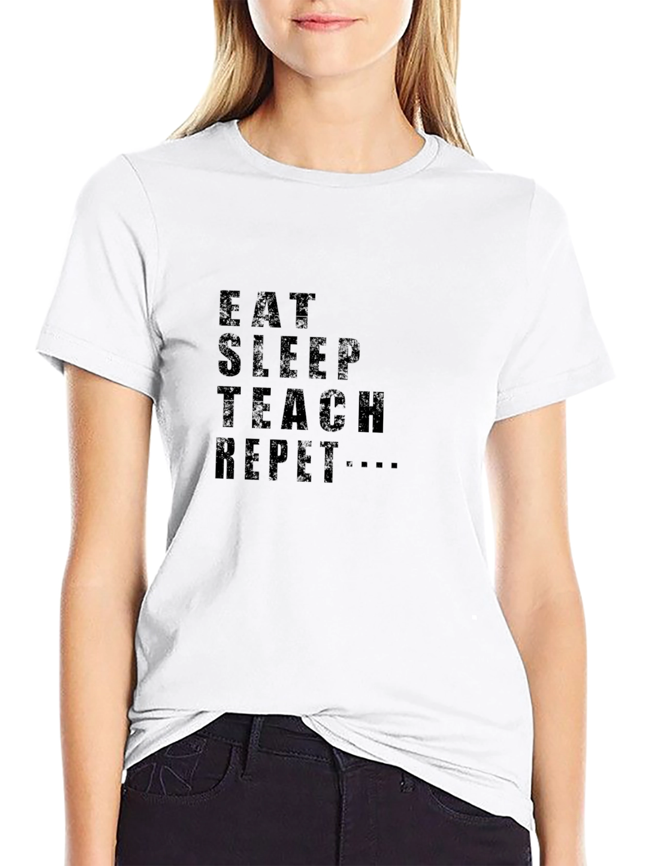 Eat Sleep Teach Repeat Black T-Shirt