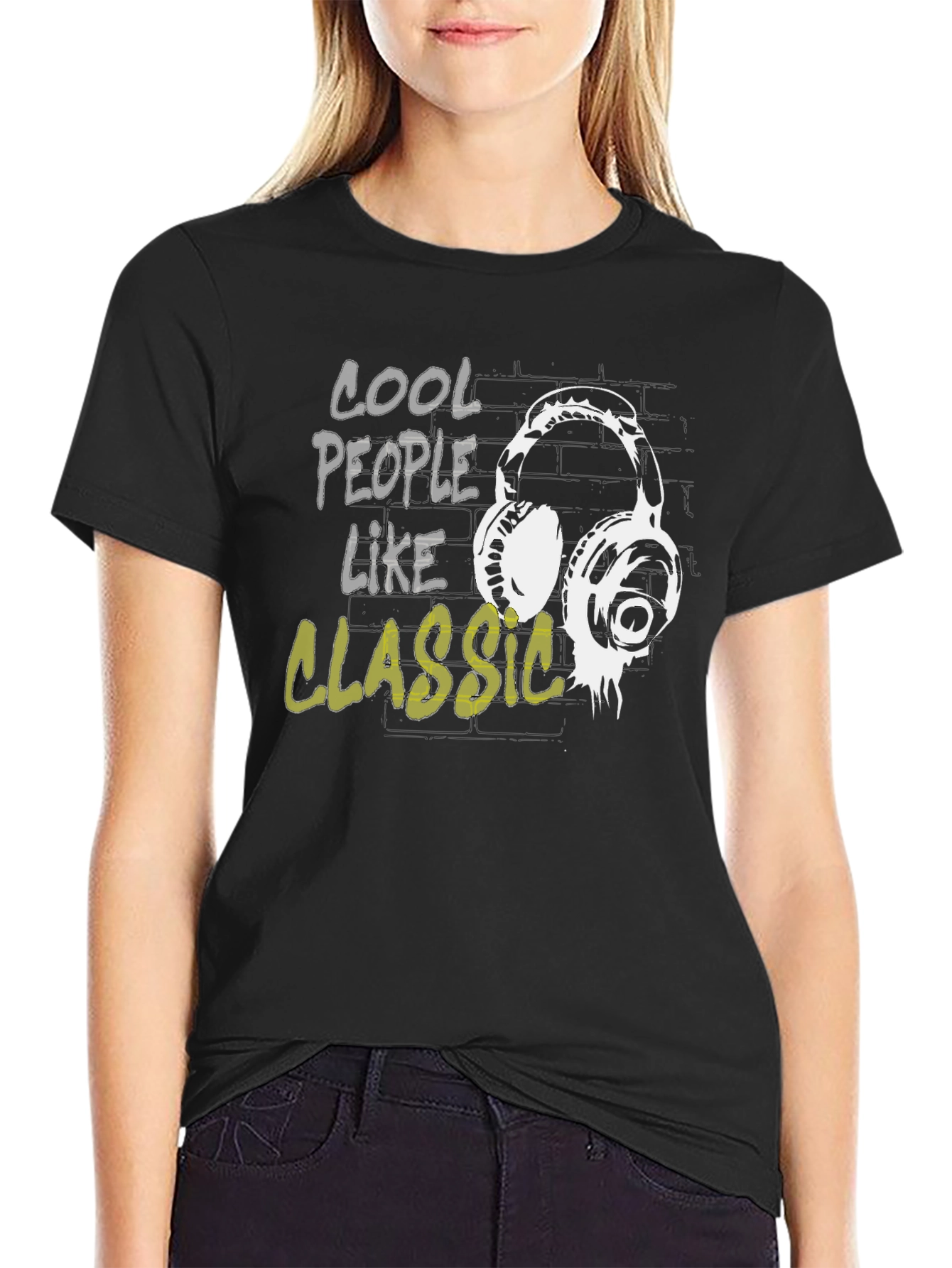Cool People Like Classic Headphones Black T-Shirt