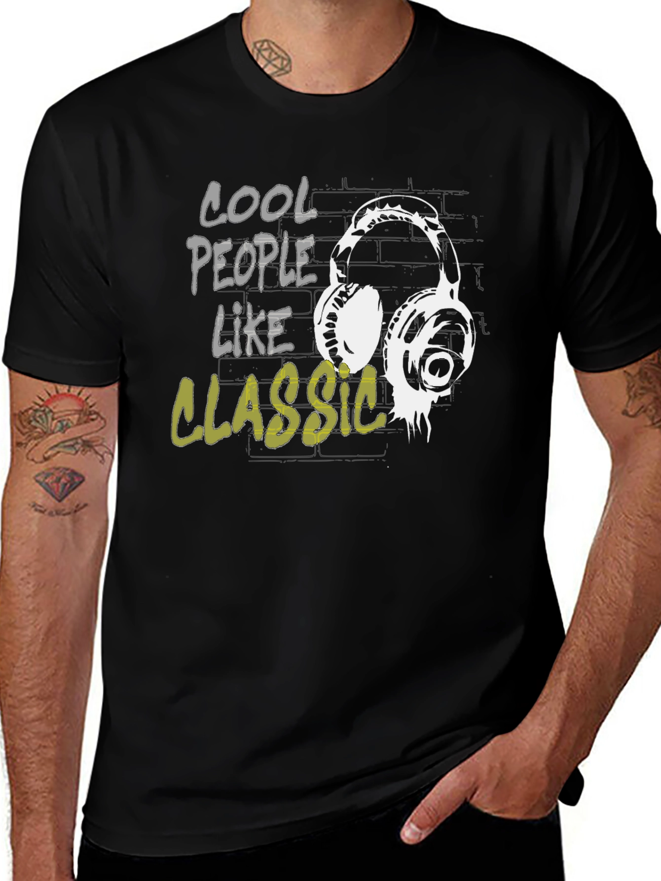 Cool People Like Classic Headphones Black T-Shirt