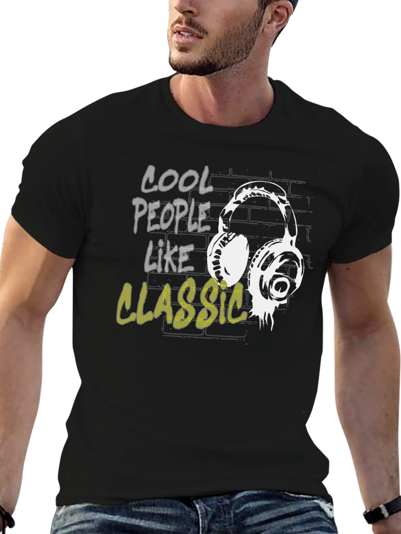 Cool People Like Classic Headphones Black T-Shirt