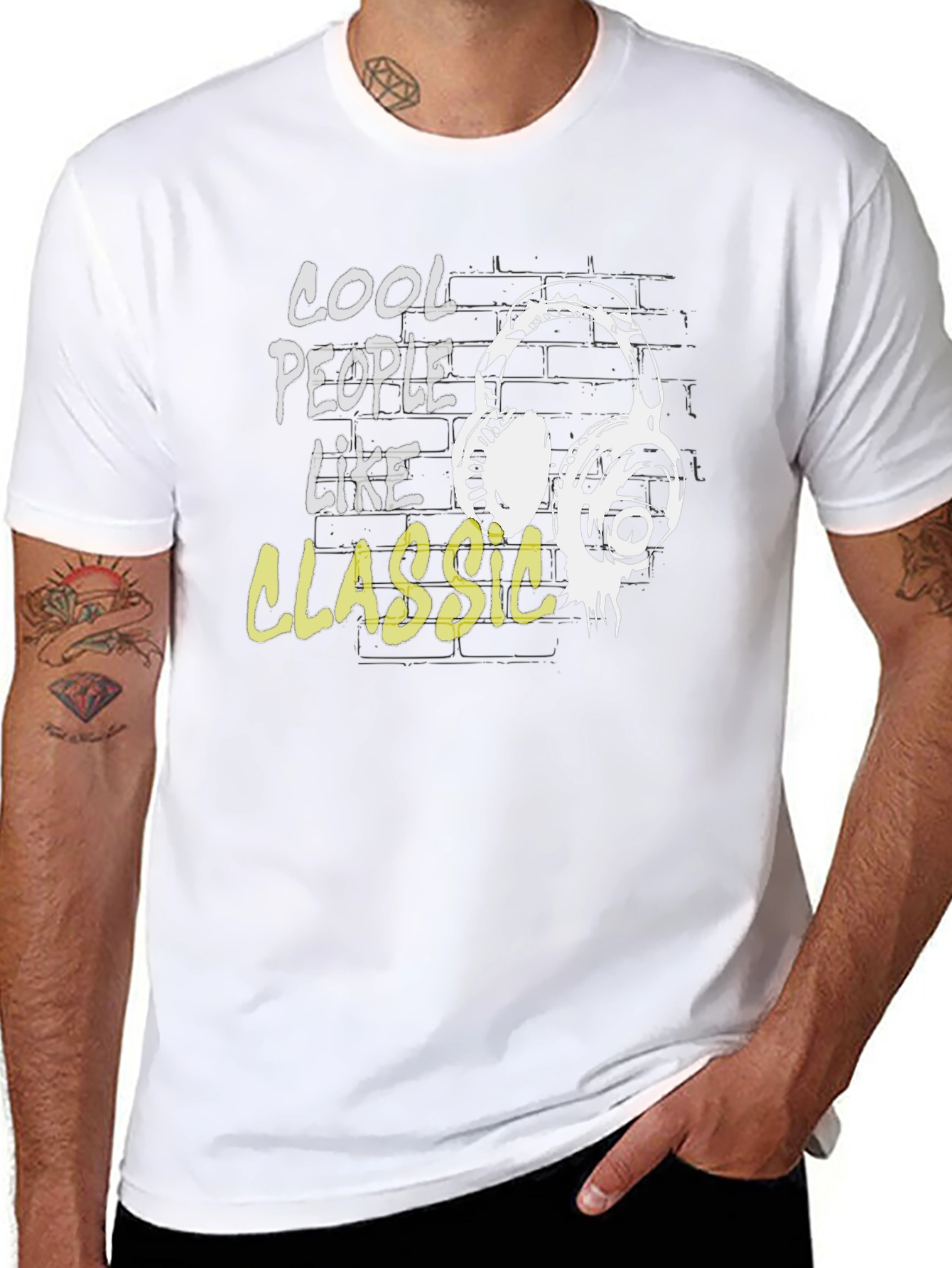 Cool People Like Classic Headphones Black T-Shirt
