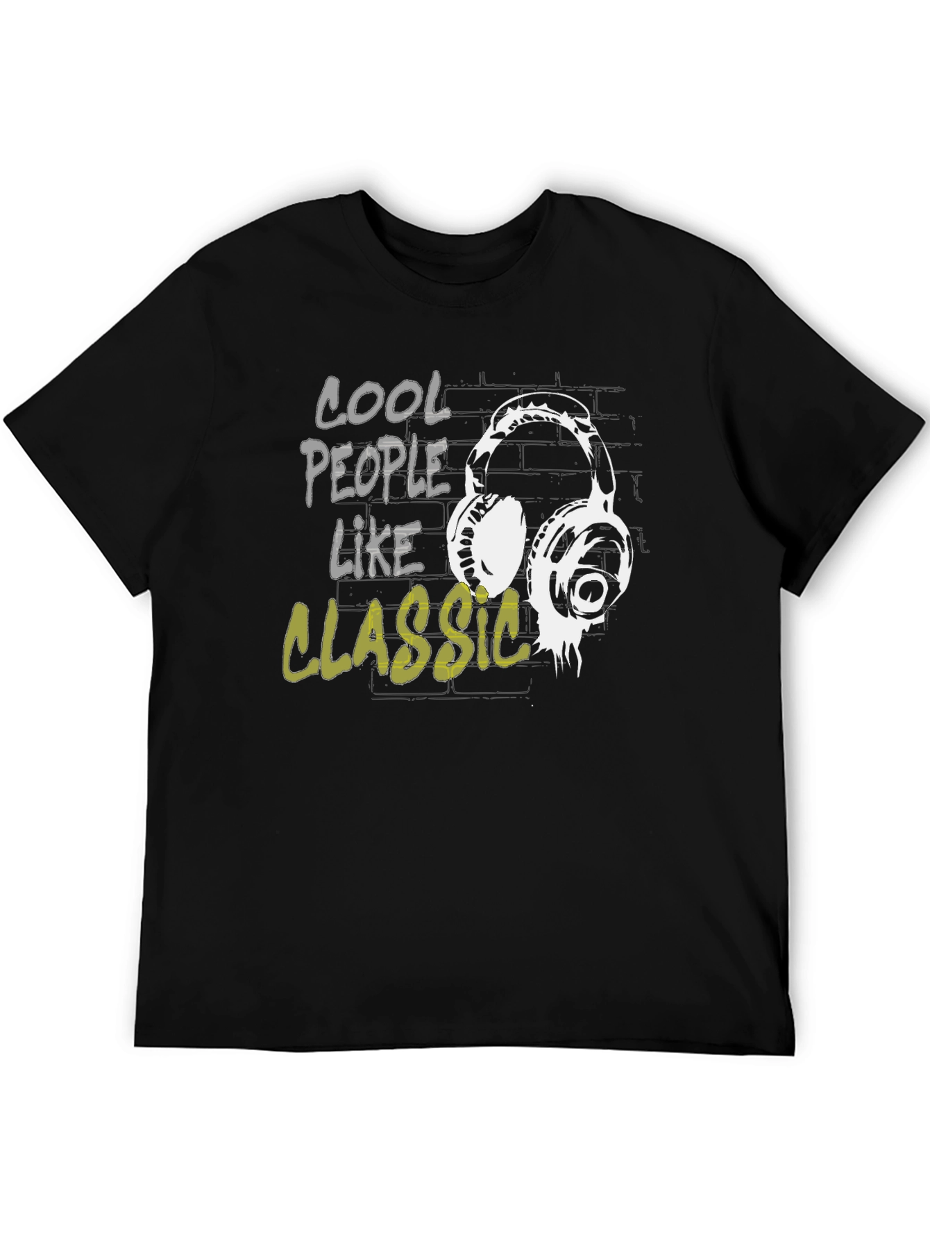 Cool People Like Classic Headphones Black T-Shirt