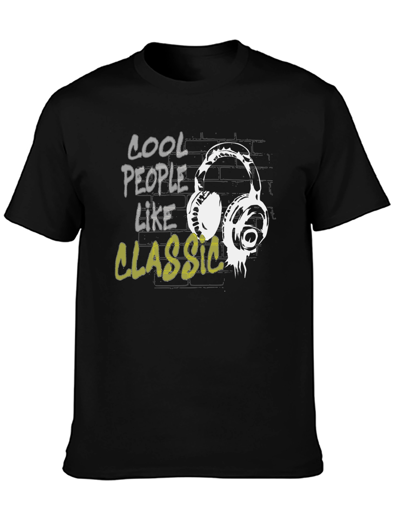 Cool People Like Classic Headphones Black T-Shirt