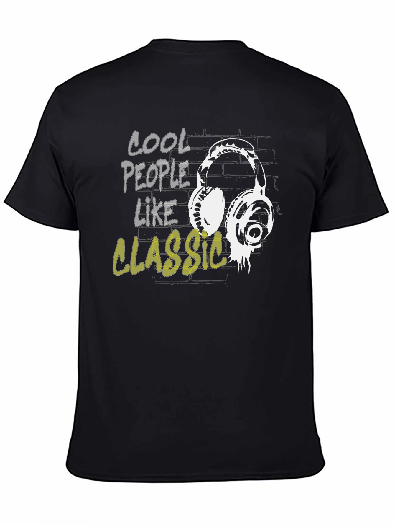 Cool People Like Classic Headphones Black T-Shirt