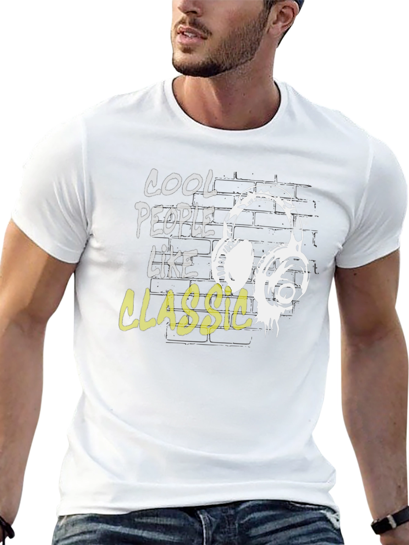 Cool People Like Classic Headphones Black T-Shirt