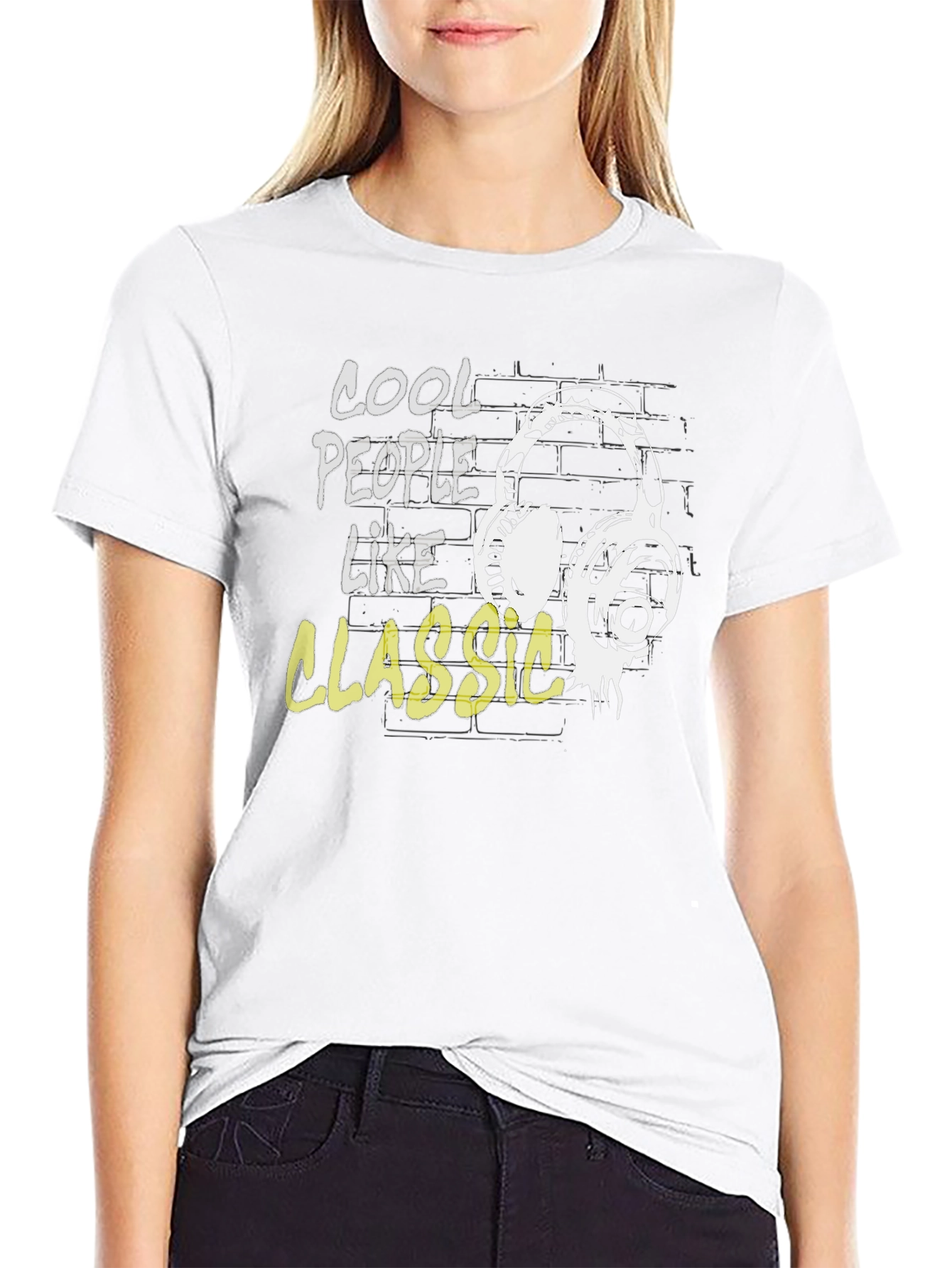 Cool People Like Classic Headphones Black T-Shirt