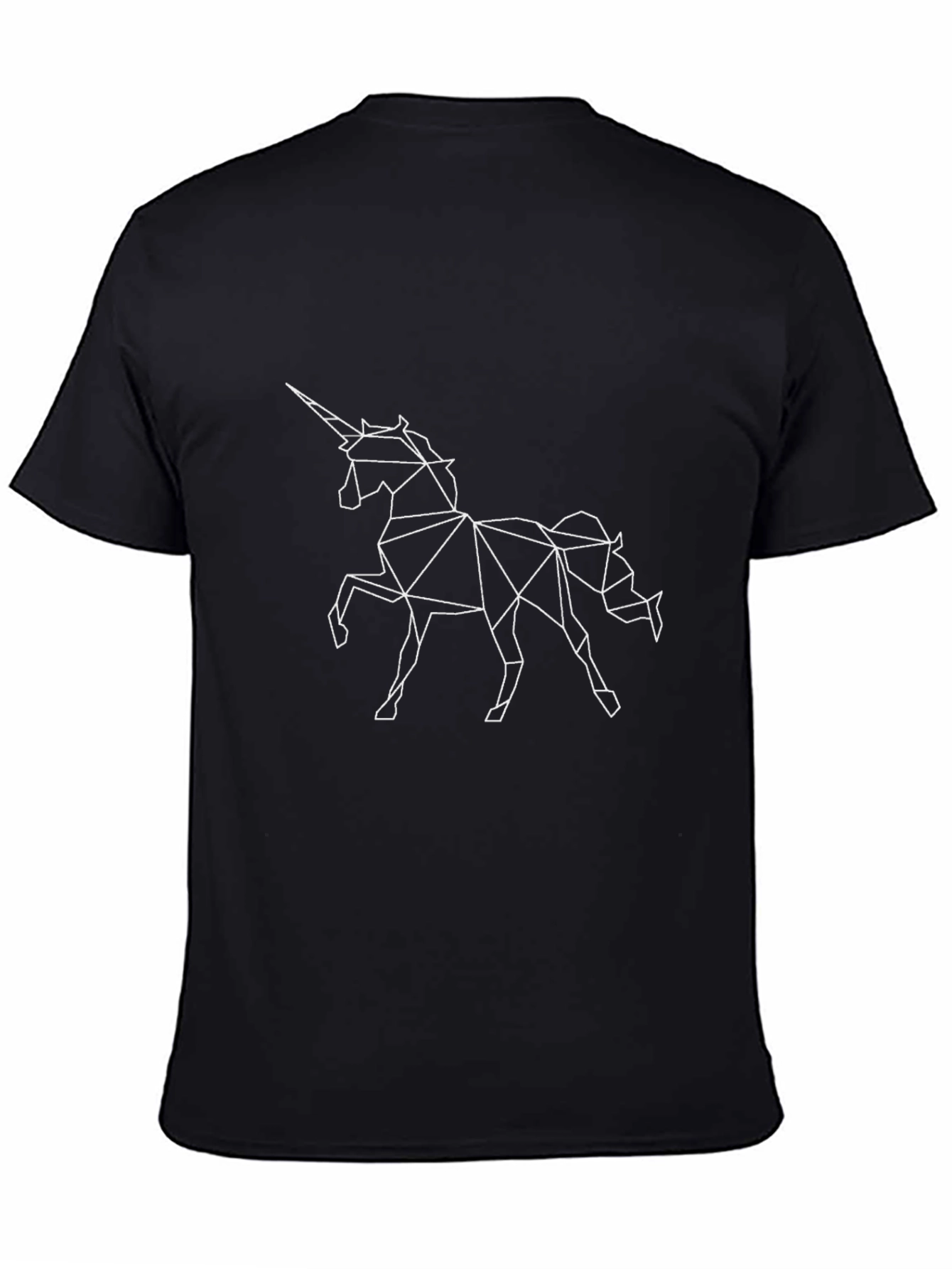 Geometric Unicorn Graphic Black T-Shirt