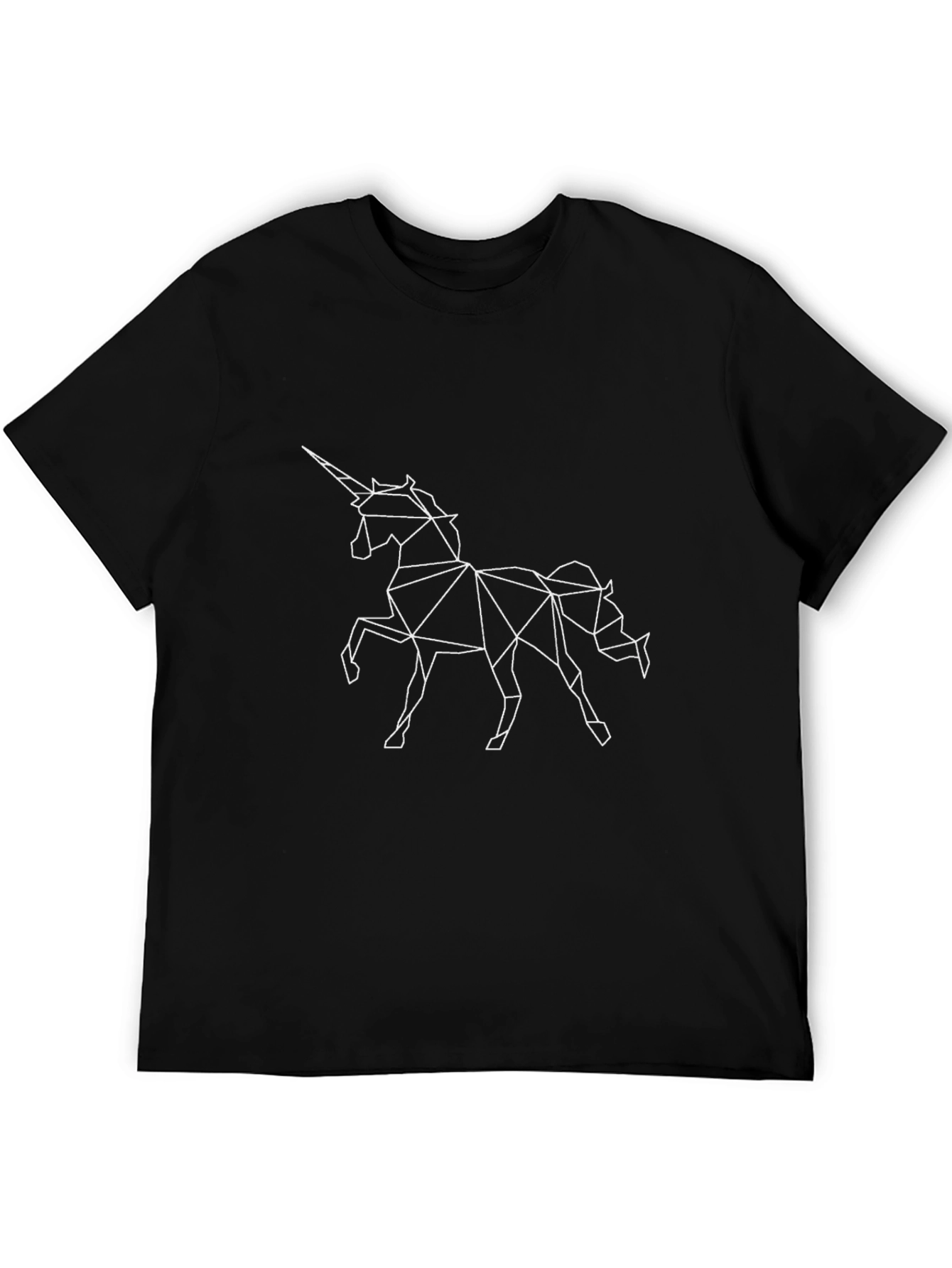 Geometric Unicorn Graphic Black T-Shirt