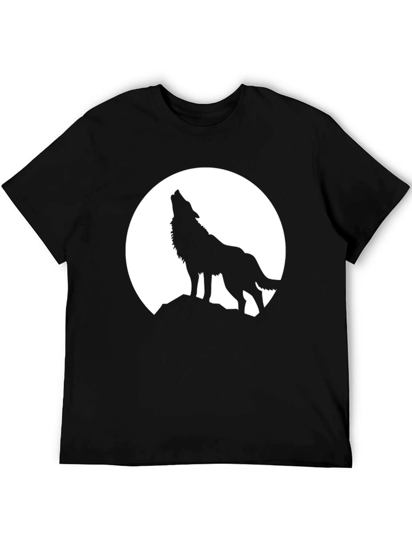 Wolf Howling at Moon Black T-Shirt
