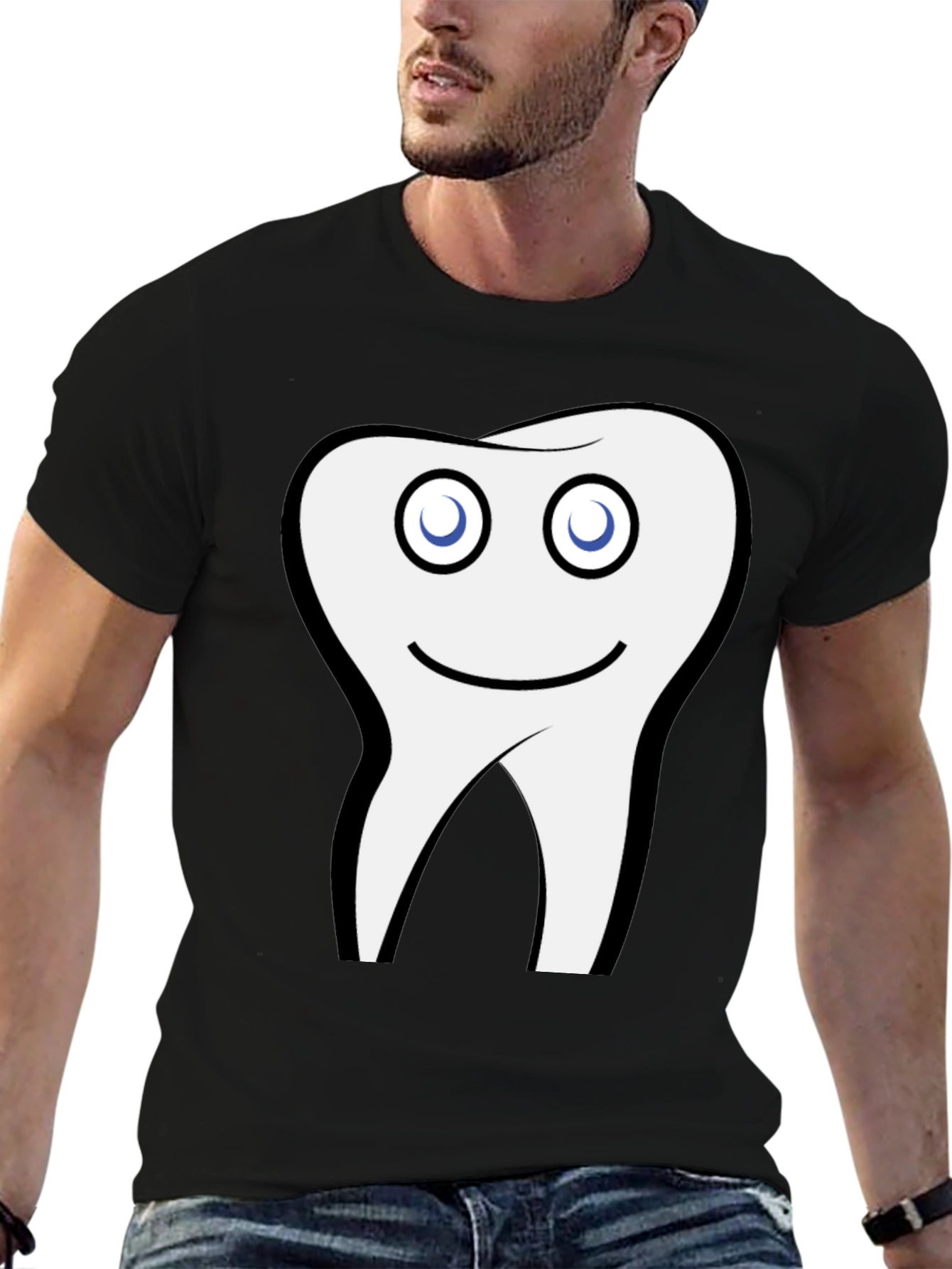 Funny Tooth Graphic Black T-Shirt