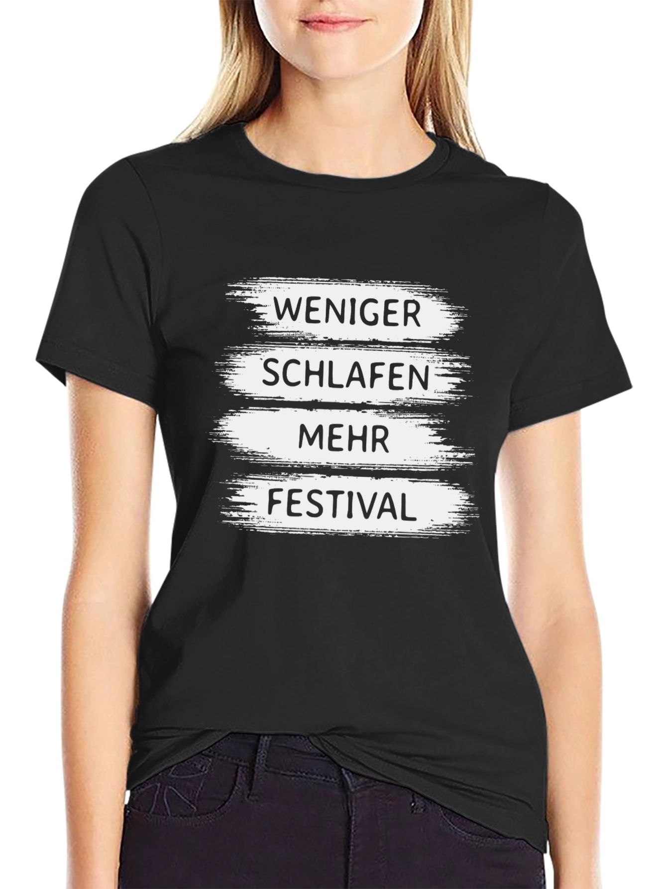 Weniger Schlafen Mehr Festival T-Shirt Black