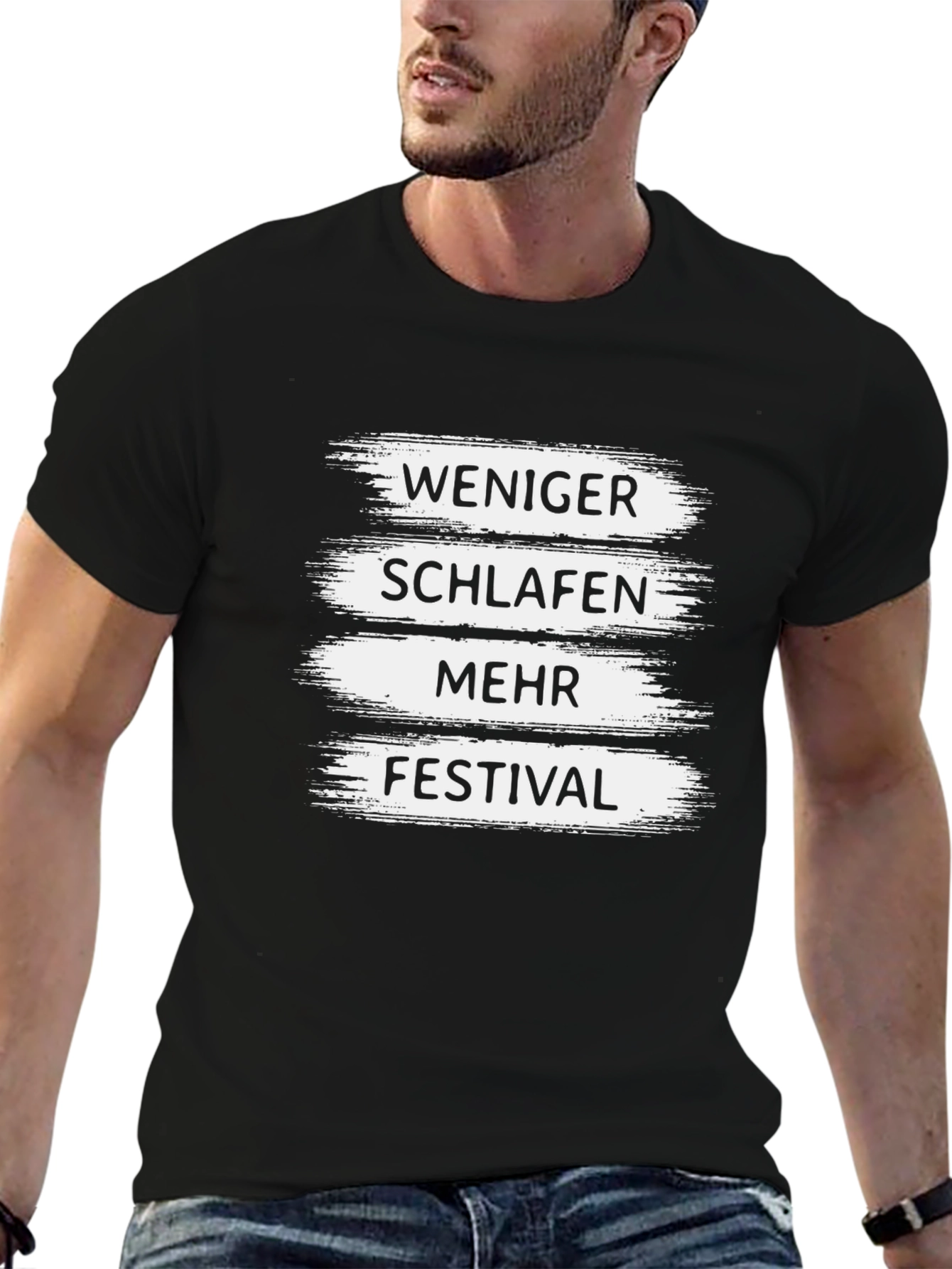 Weniger Schlafen Mehr Festival T-Shirt Black
