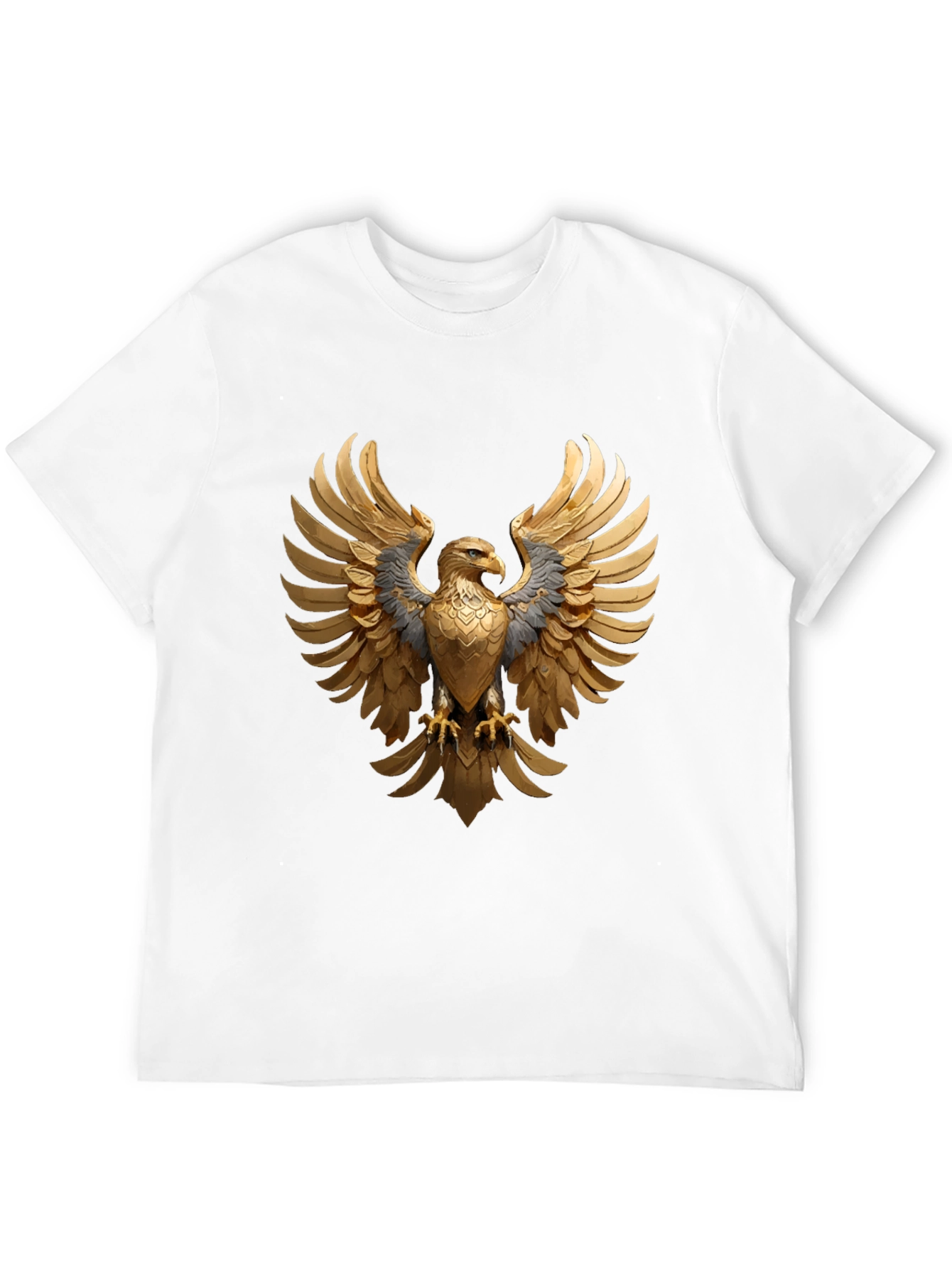 Majestic Golden Eagle Graphic Tee - Black Cotton