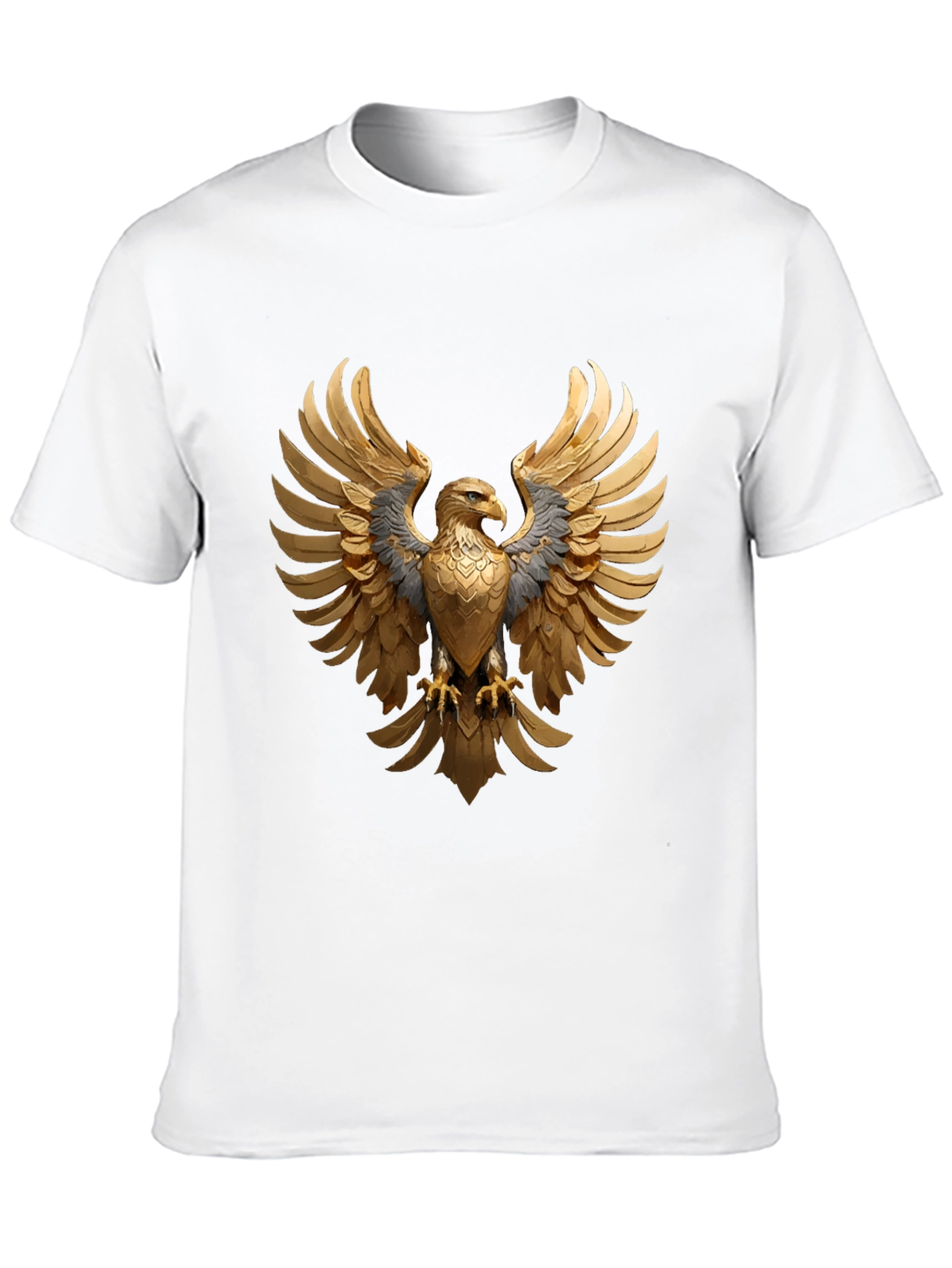 Majestic Golden Eagle Graphic Tee - Black Cotton