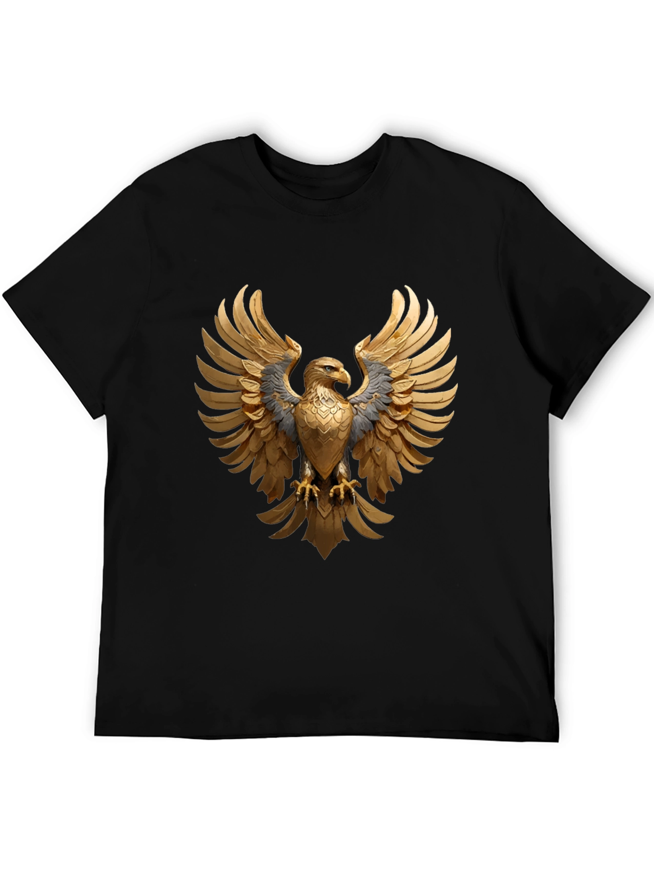 Majestic Golden Eagle Graphic Tee - Black Cotton