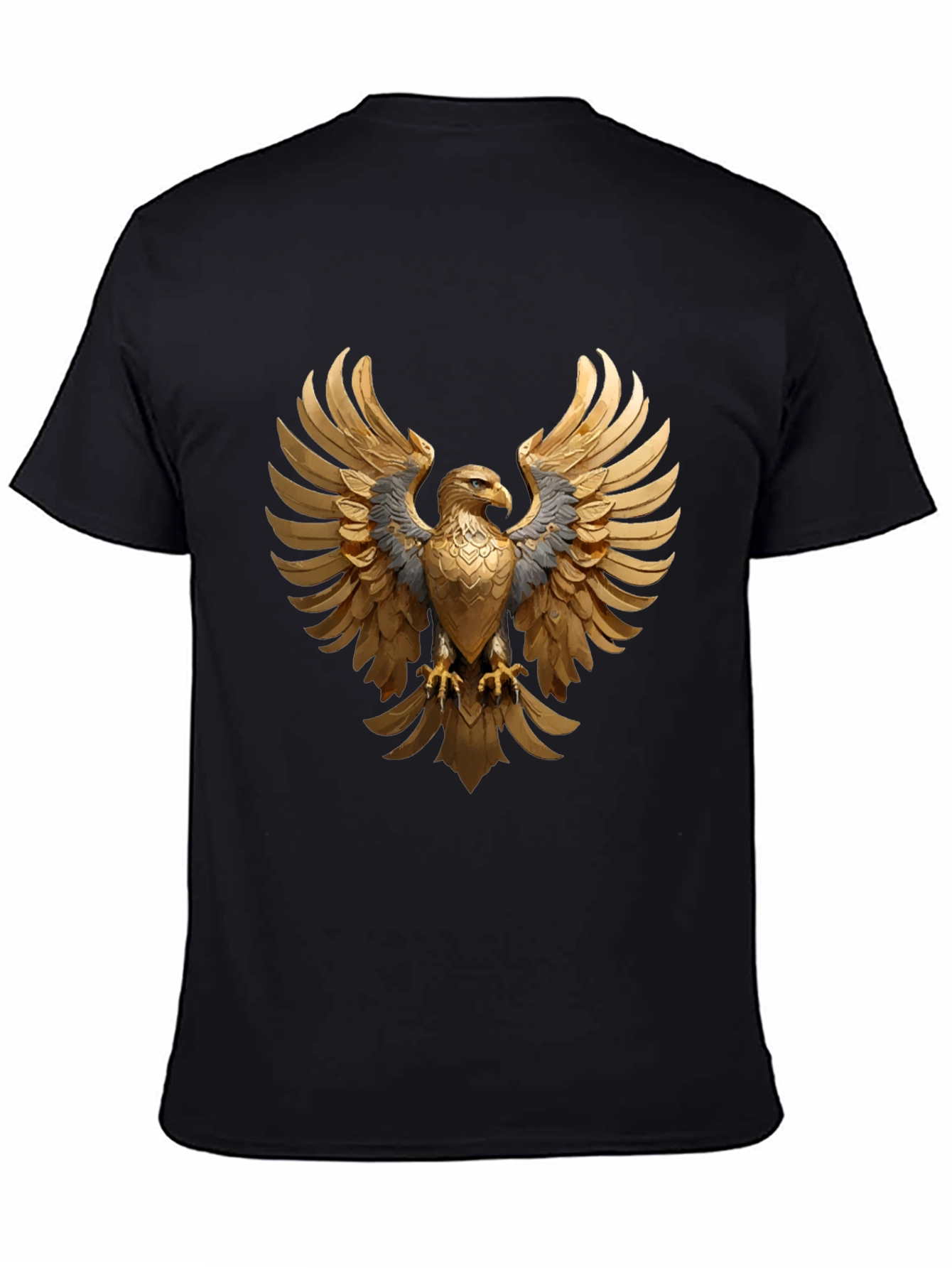 Majestic Golden Eagle Graphic Tee - Black Cotton