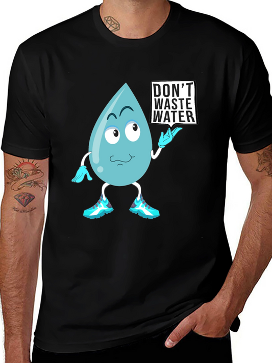 Dont Waste Water Graphic Tee - Black Cotton Blend Shirt