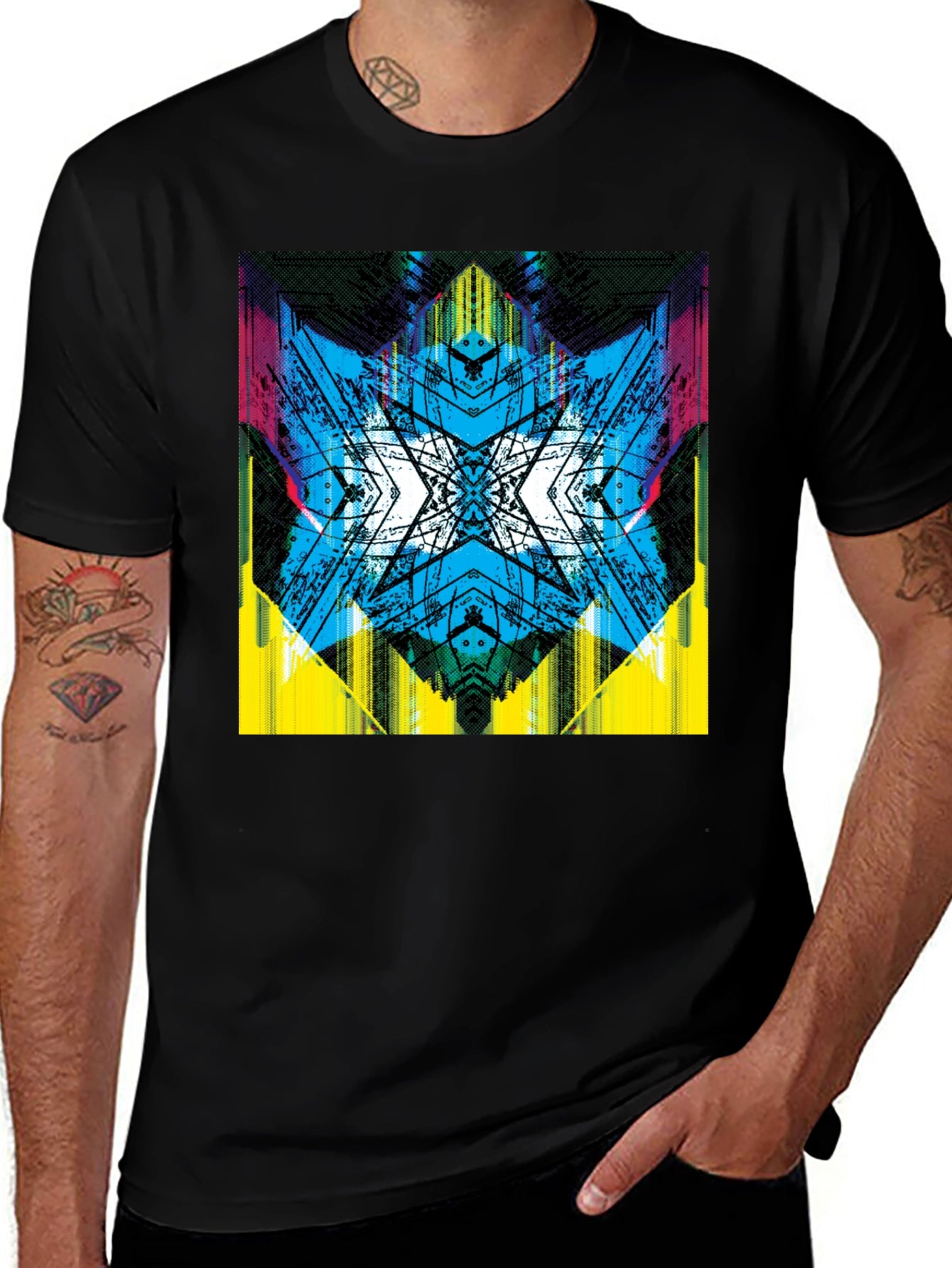 Abstract Graphic Print Tee - Vibrant Black T-Shirt