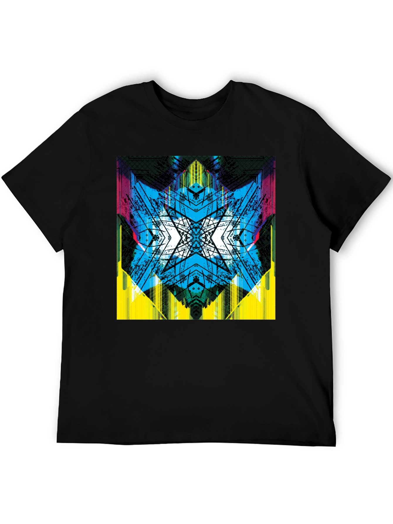 Abstract Graphic Print Tee - Vibrant Black T-Shirt