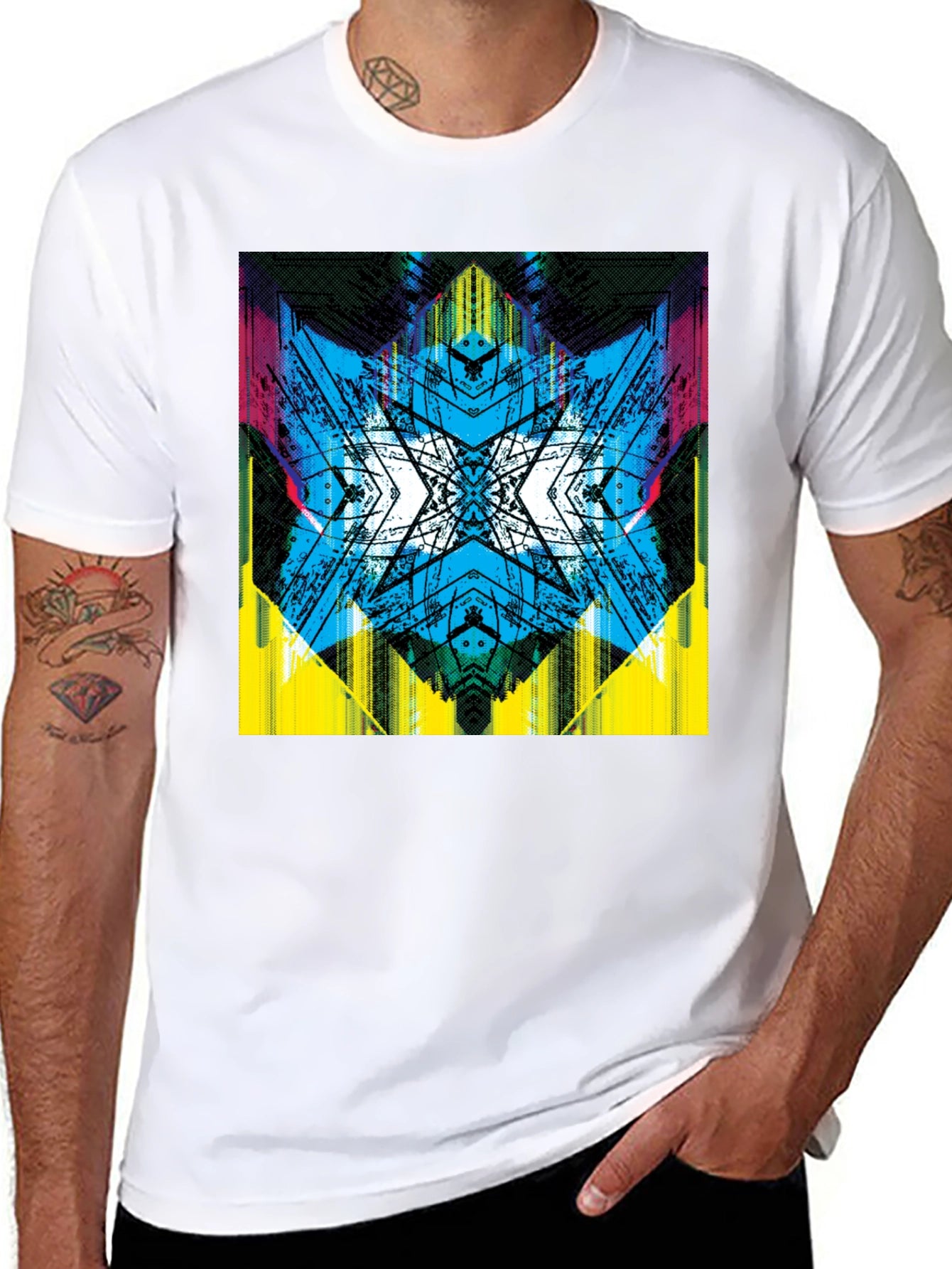 Abstract Graphic Print Tee - Vibrant Black T-Shirt