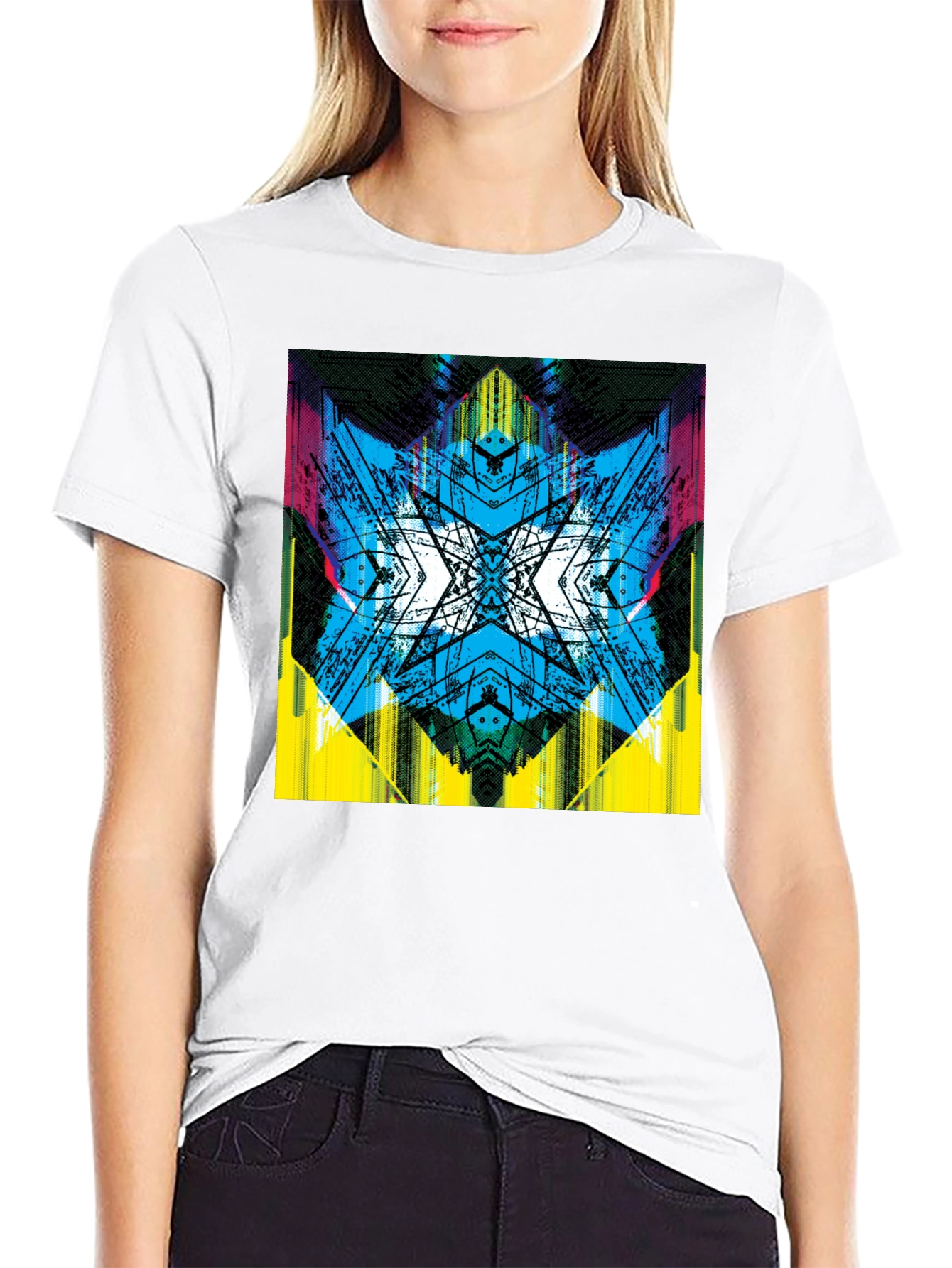 Abstract Graphic Print Tee - Vibrant Black T-Shirt