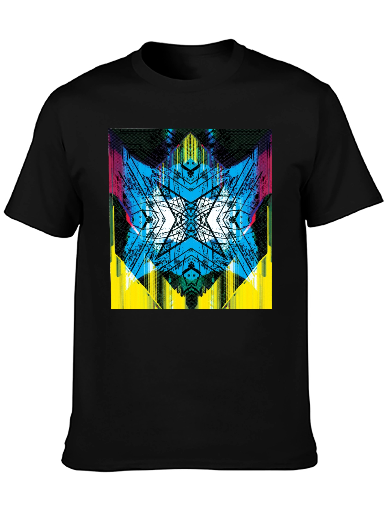 Abstract Graphic Print Tee - Vibrant Black T-Shirt
