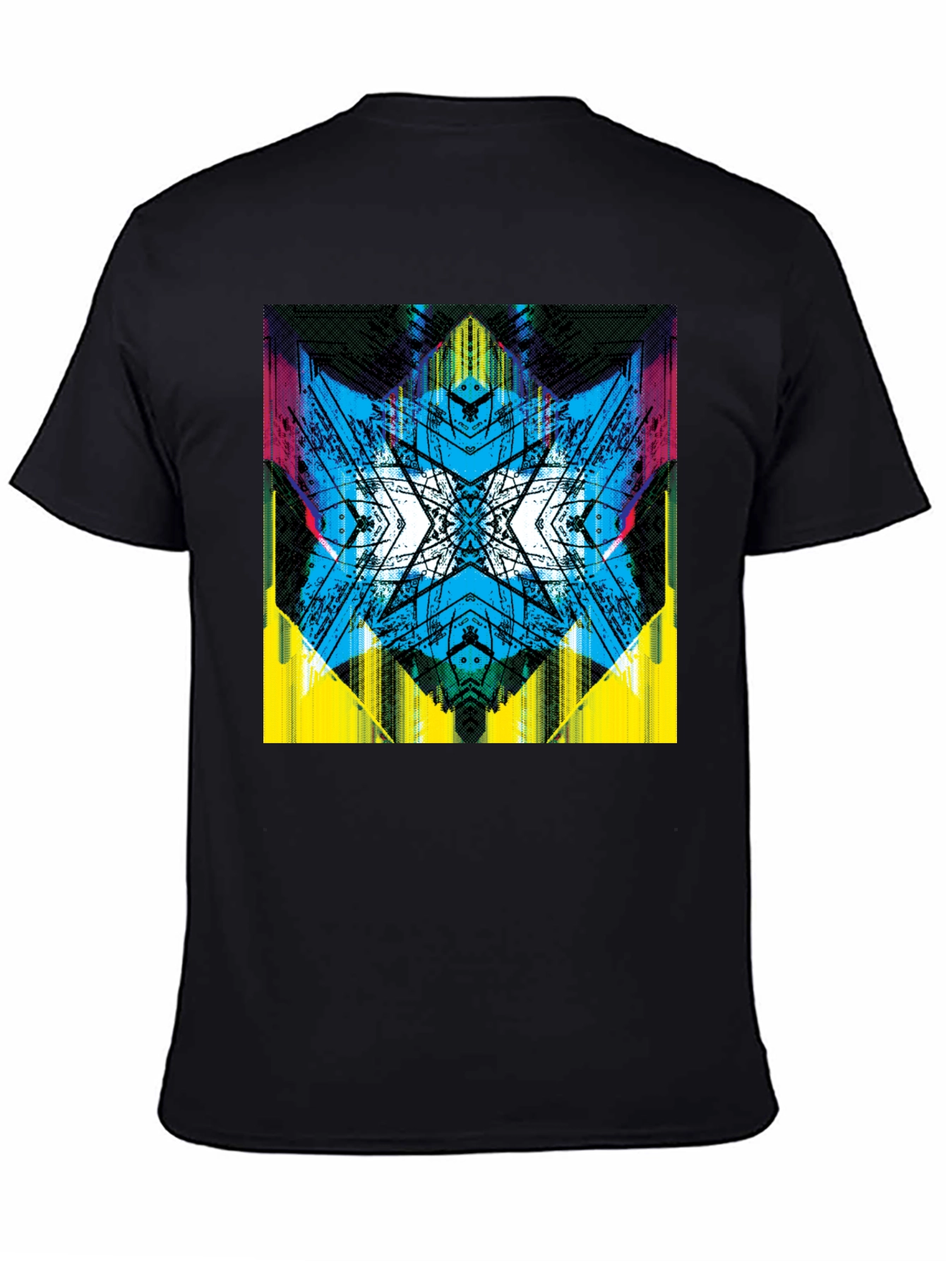 Abstract Graphic Print Tee - Vibrant Black T-Shirt