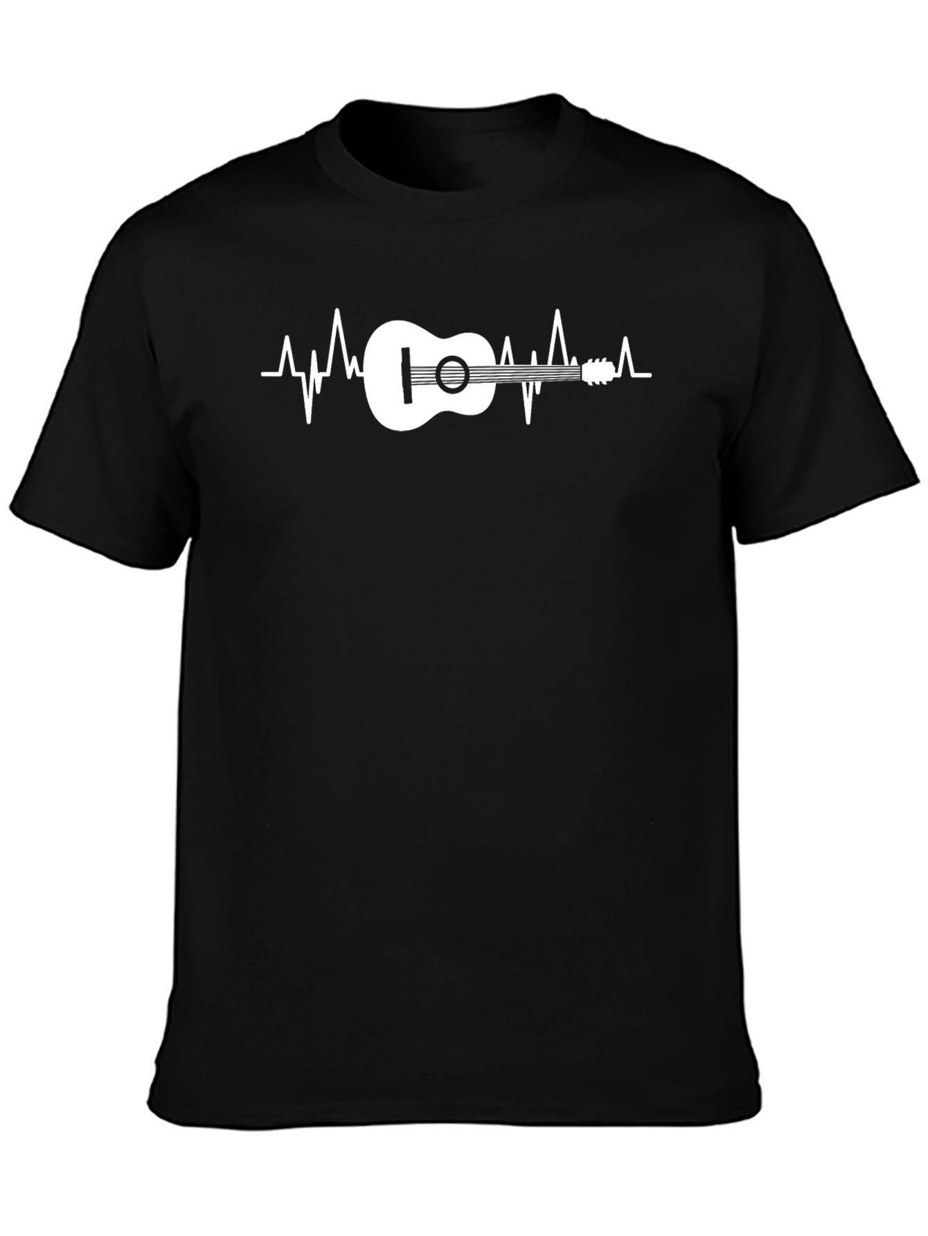 Guitar Heartbeat Graphic Tee - Black