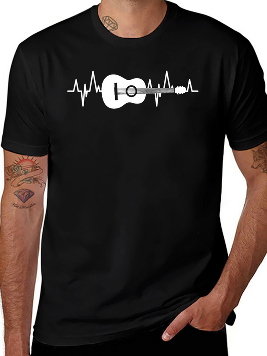 Guitar Heartbeat Graphic Tee - Black