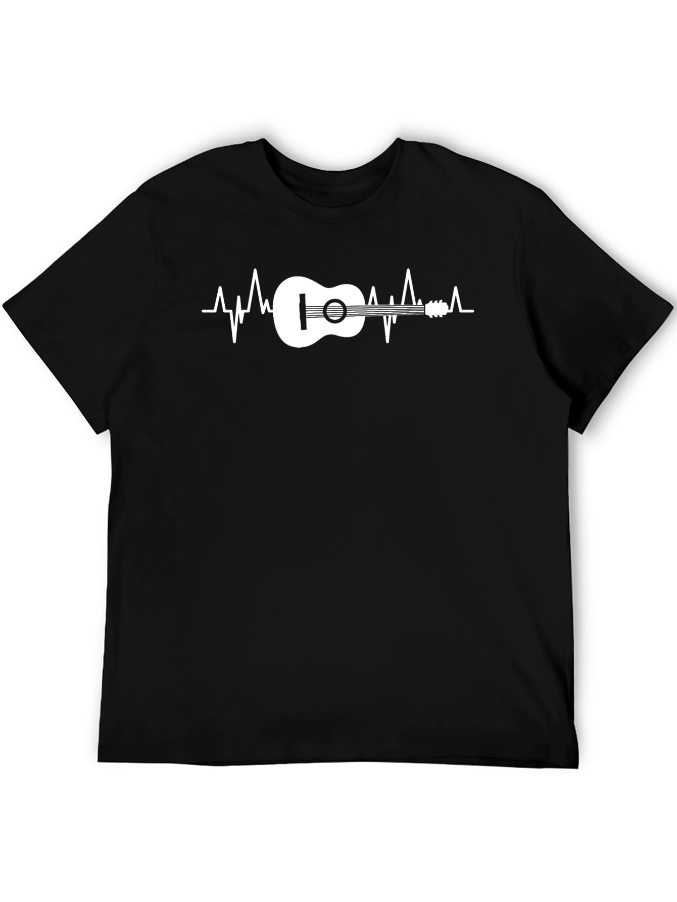 Guitar Heartbeat Graphic Tee - Black