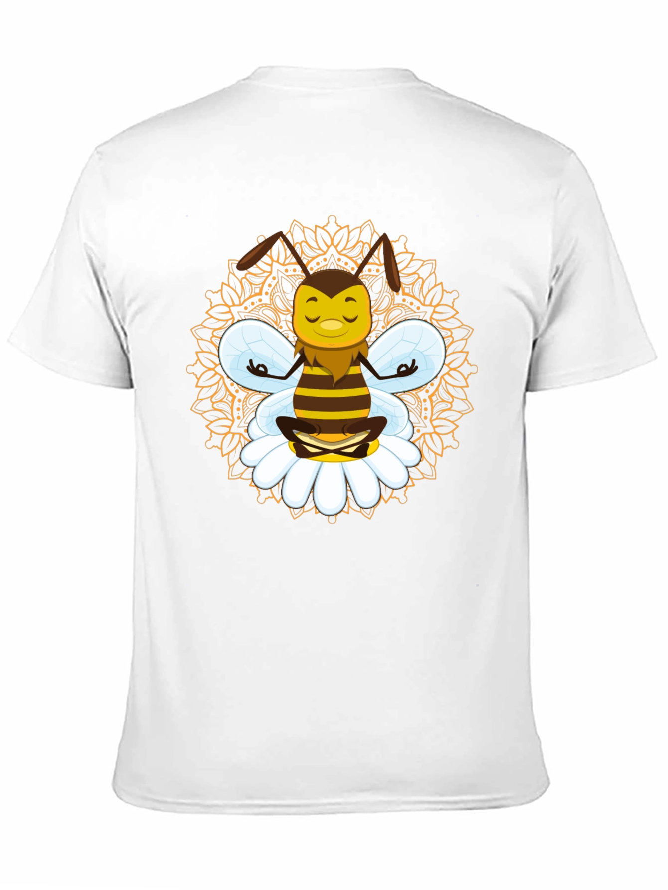 Zen Bee Mandala Graphic Tee - Black Cotton T-Shirt