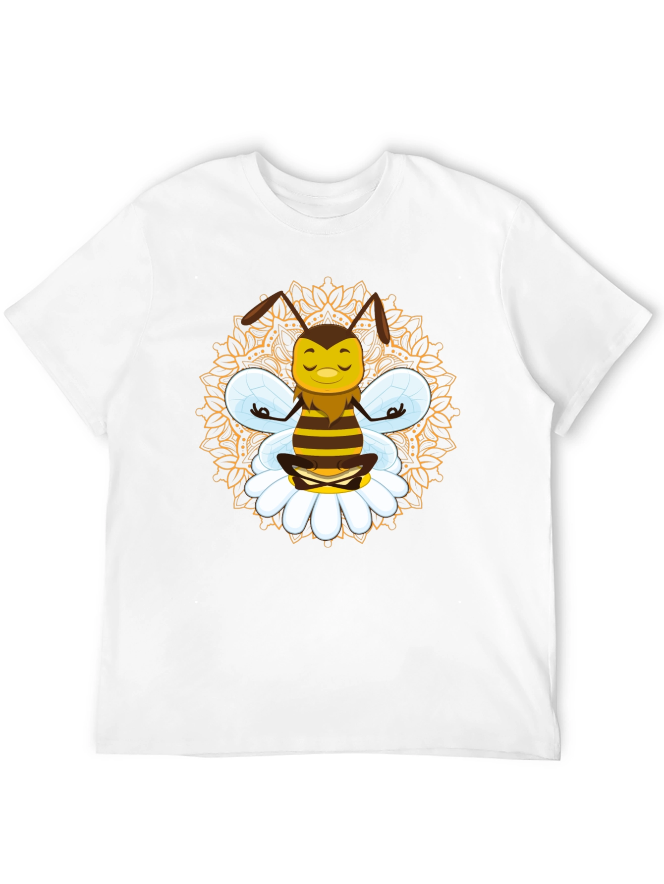 Zen Bee Mandala Graphic Tee - Black Cotton T-Shirt