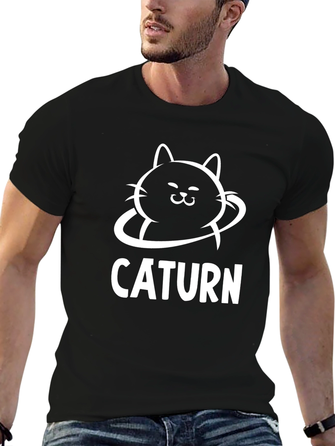 Caturm Graphic Tee - Cat Saturn Pun T-Shirt